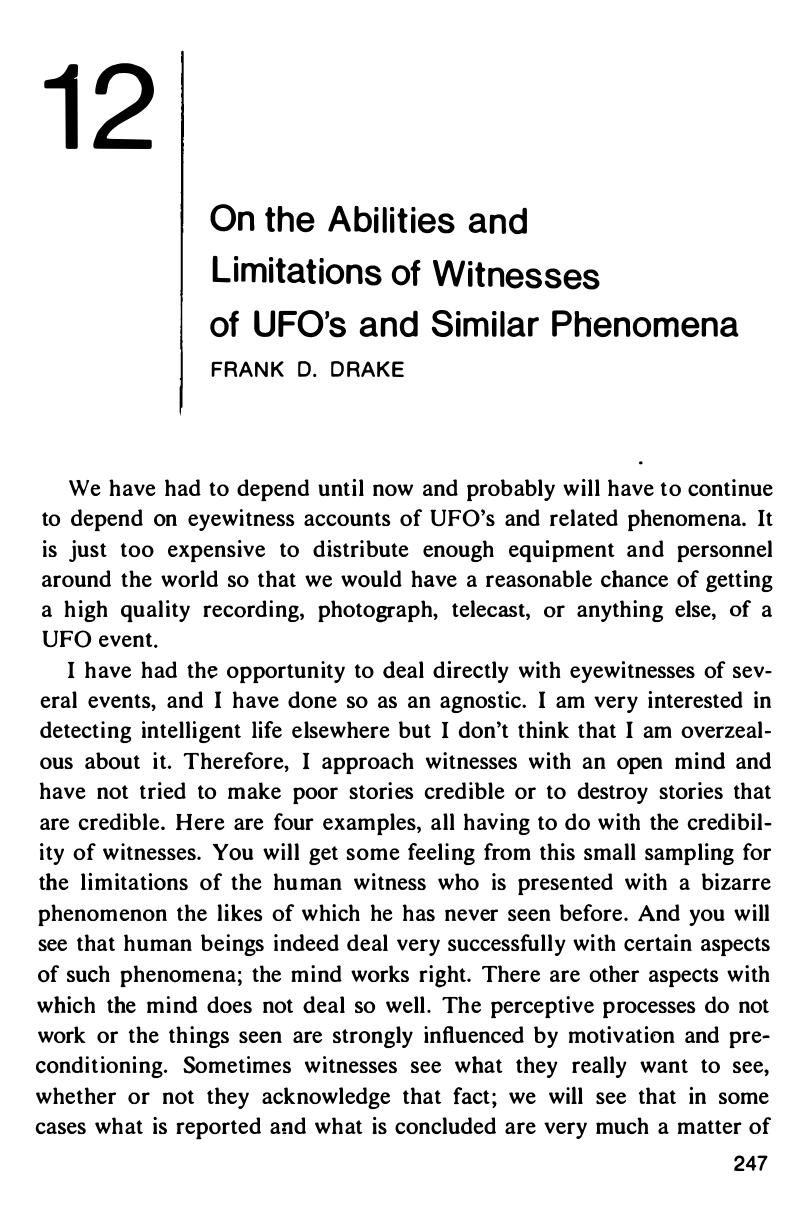 UFO's: A Scientific Debate