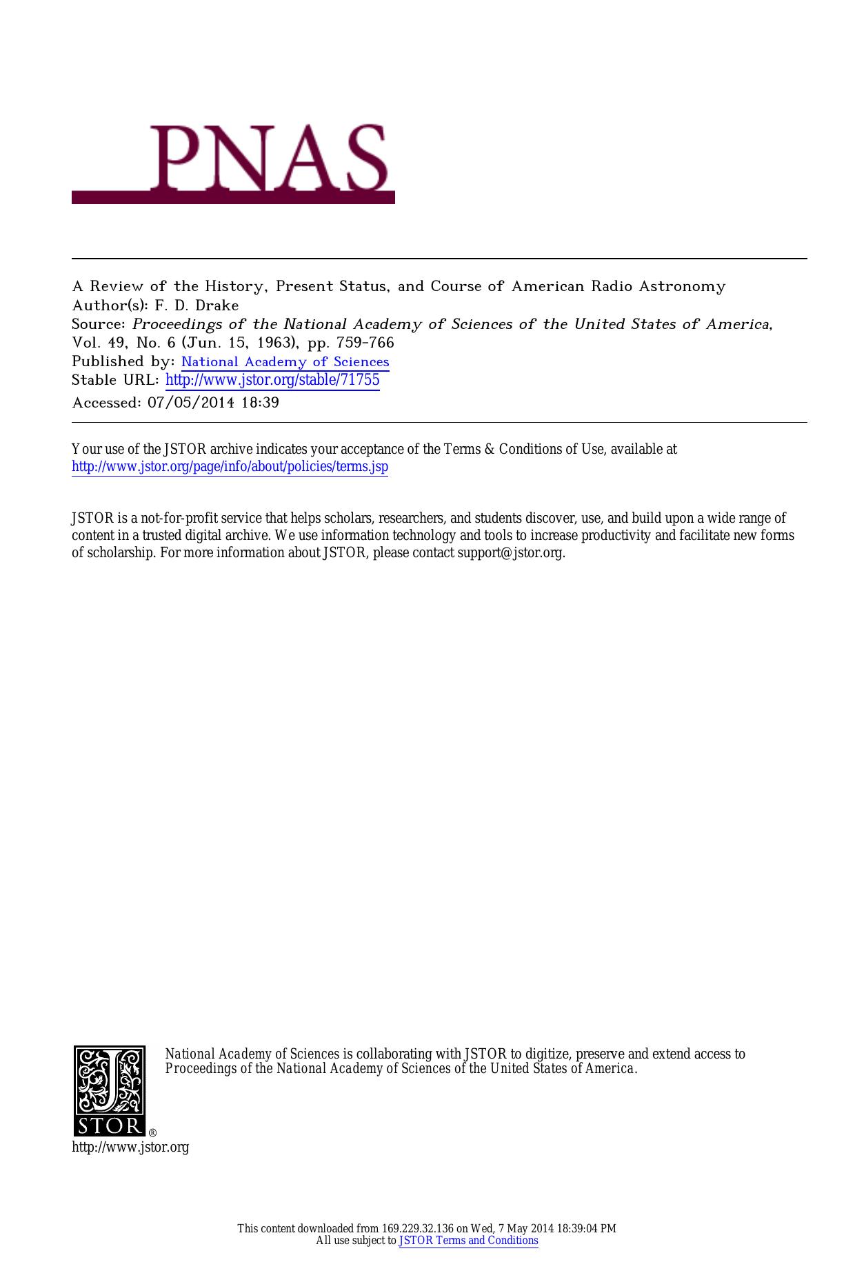 A Review of the History, Present Status, and Course of American Radio Astronomy