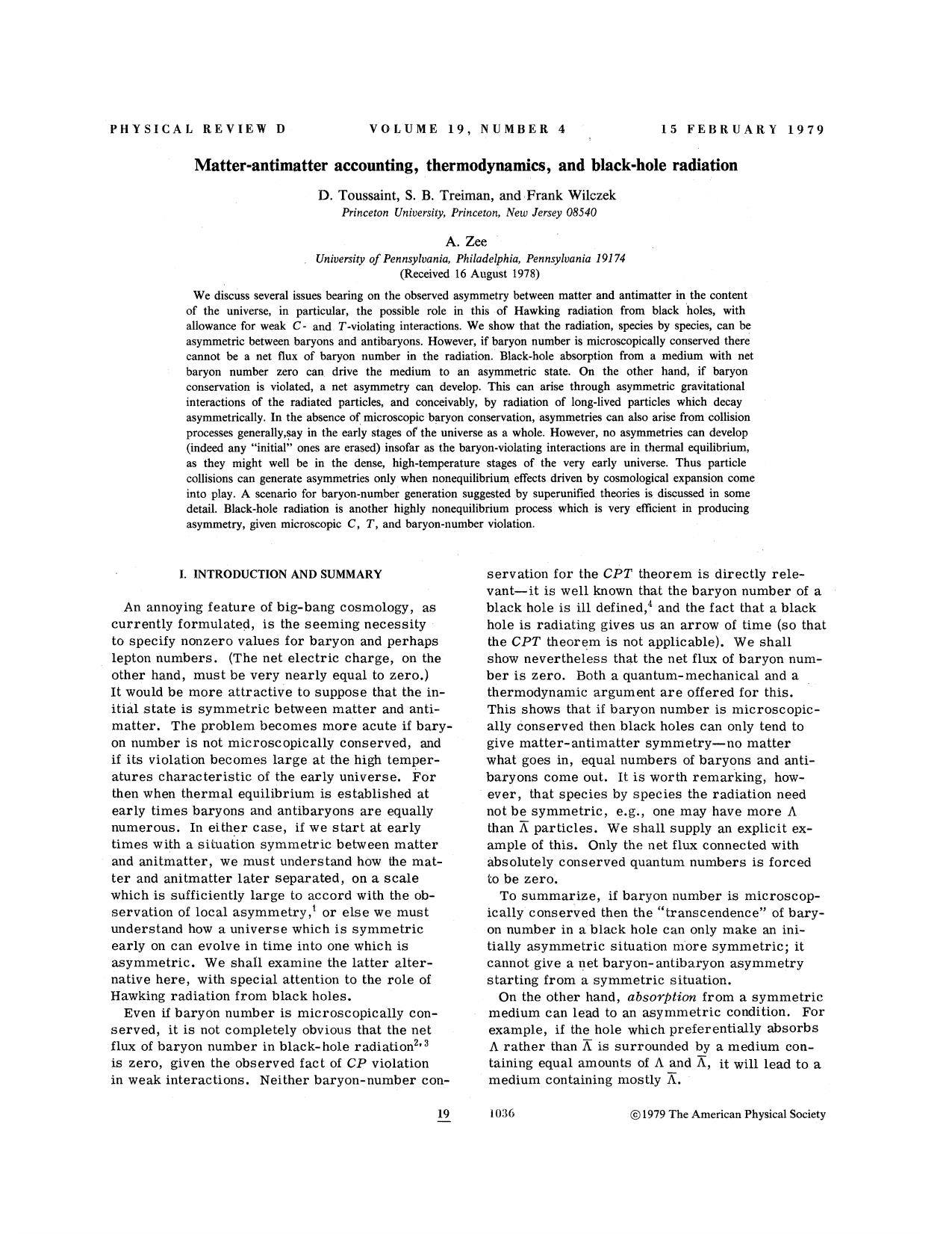 Matter-antimatter accounting, thermodynamics, and black-hole radiation