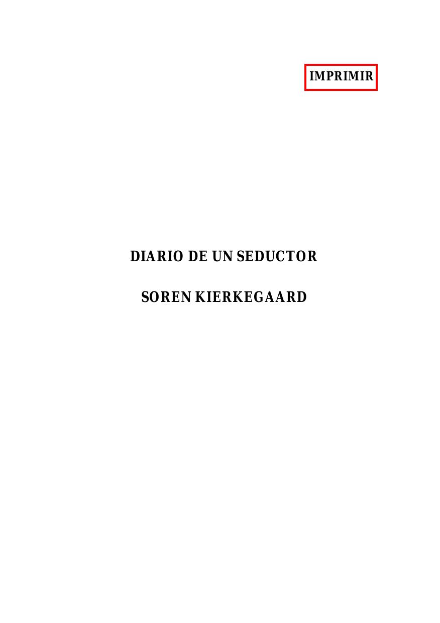 Diario de un seductor - Soren Kierkegaard