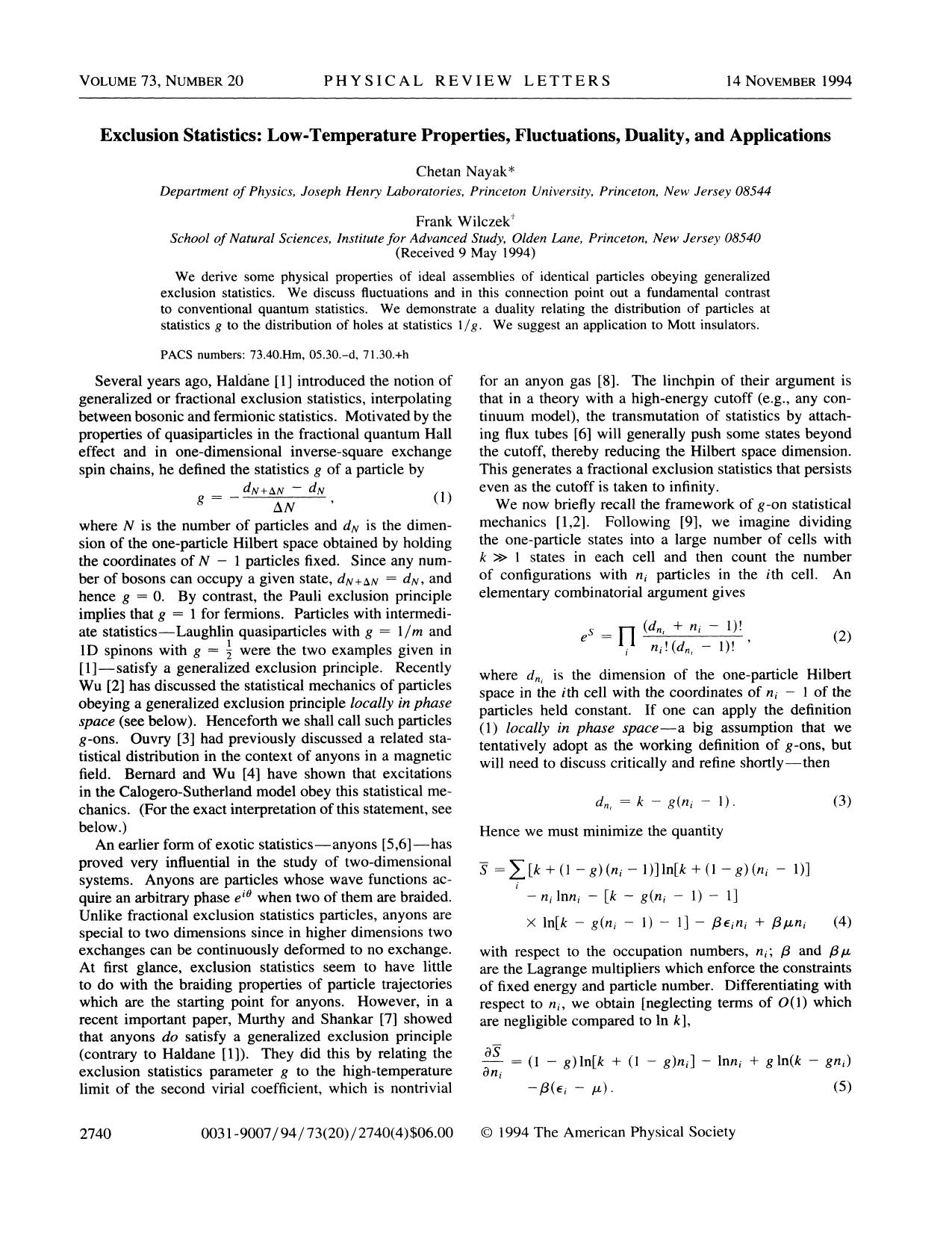 Exclusion Statistics: Low-Temperature Properties, Fluctuations, Duality, and Applications