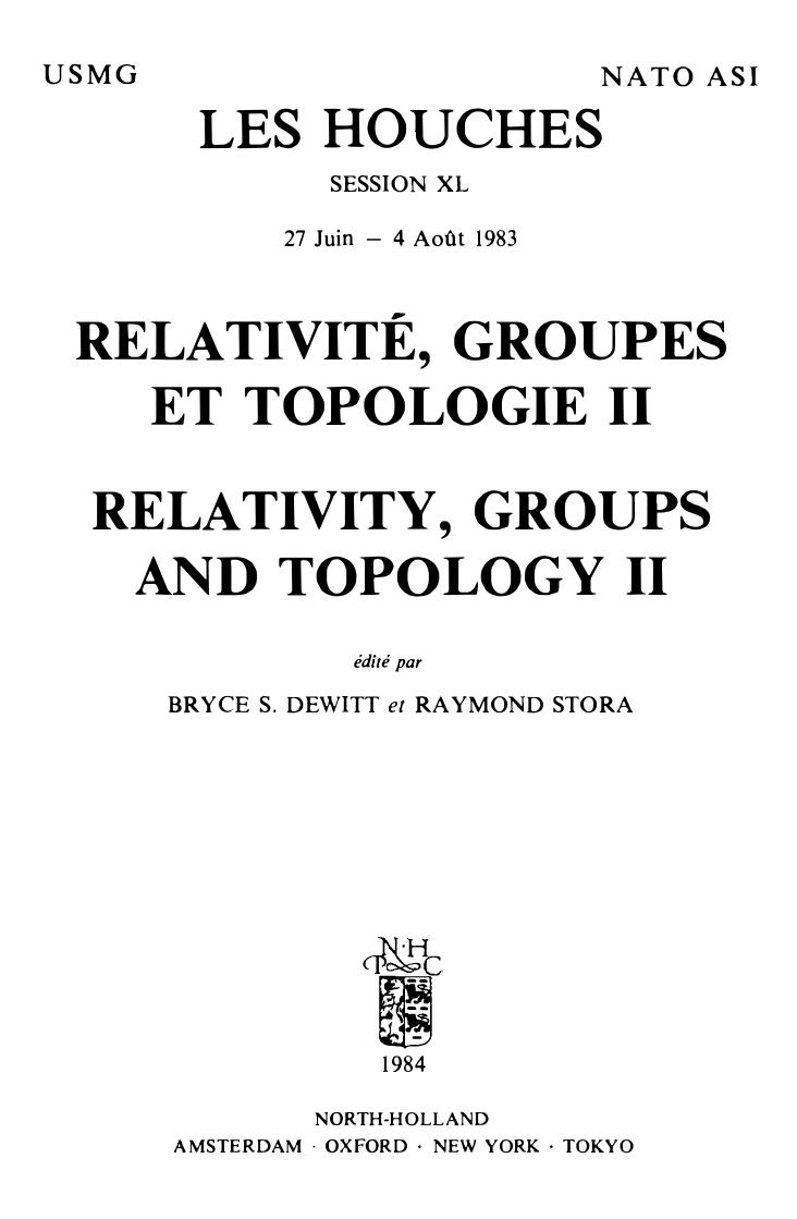 Relativity Groups and Topology II [excerpt]