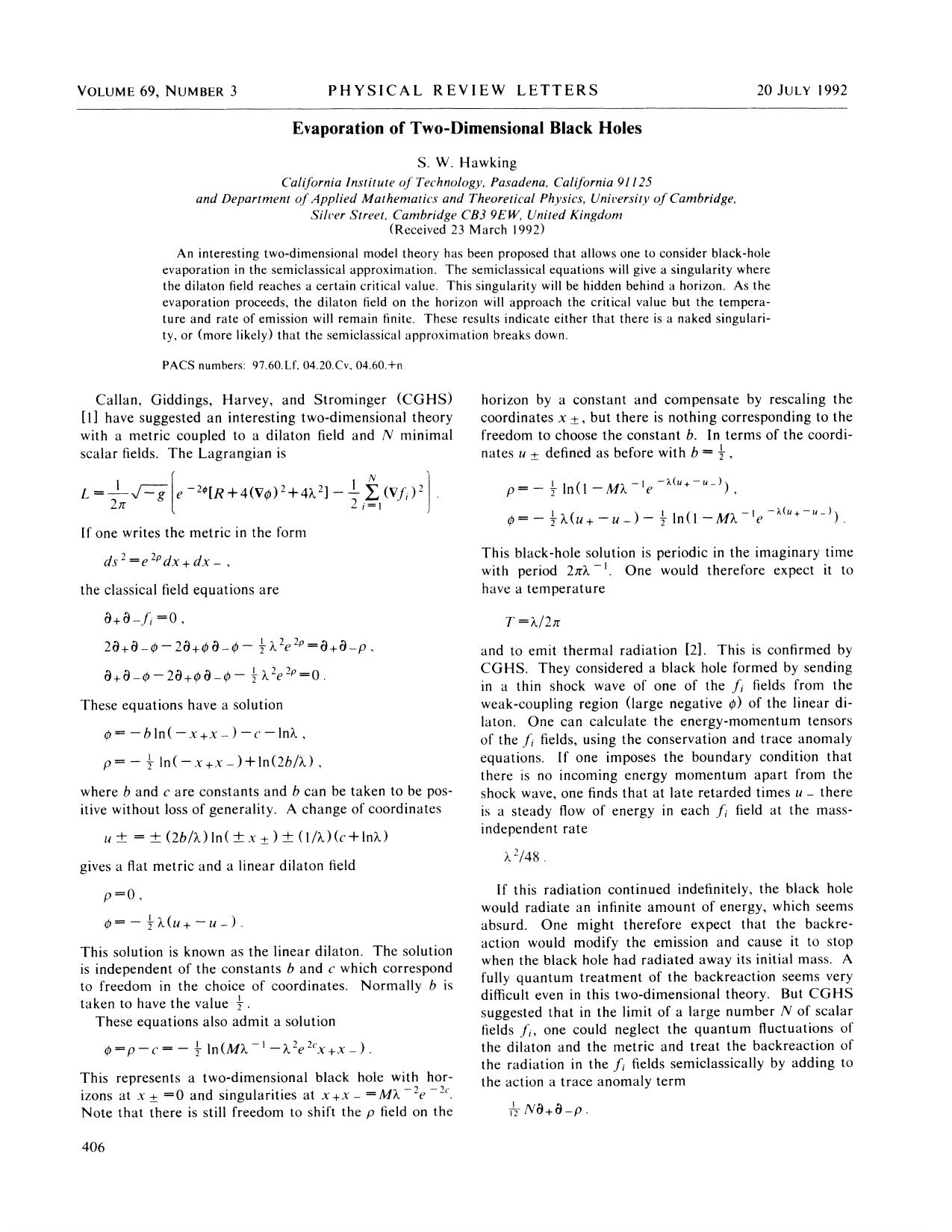 Evaporation of two-dimensional black holes