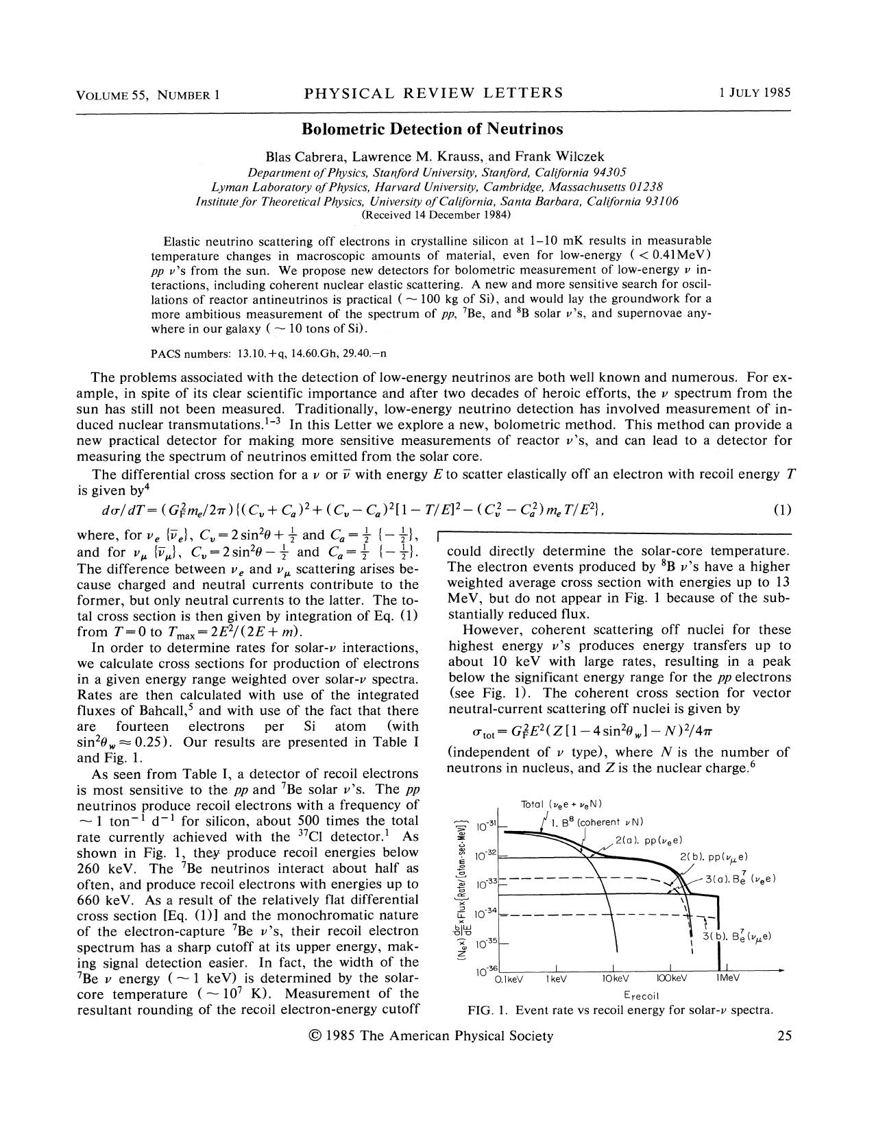 Bolometric detection of neutrinos