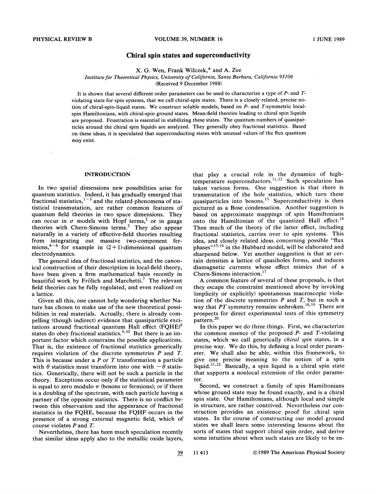 Chiral spin states and superconductivity