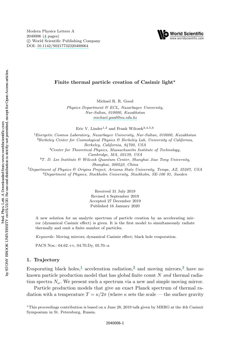 Finite thermal particle creation of Casimir light