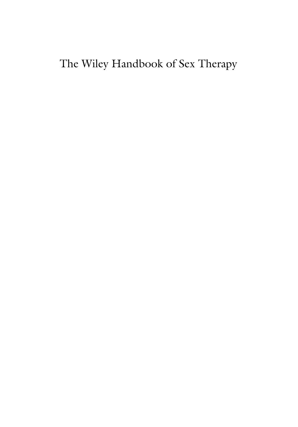 Zoë D Peterson The Wiley Handbook Of Sex Therapy Wiley Blackwell 2017