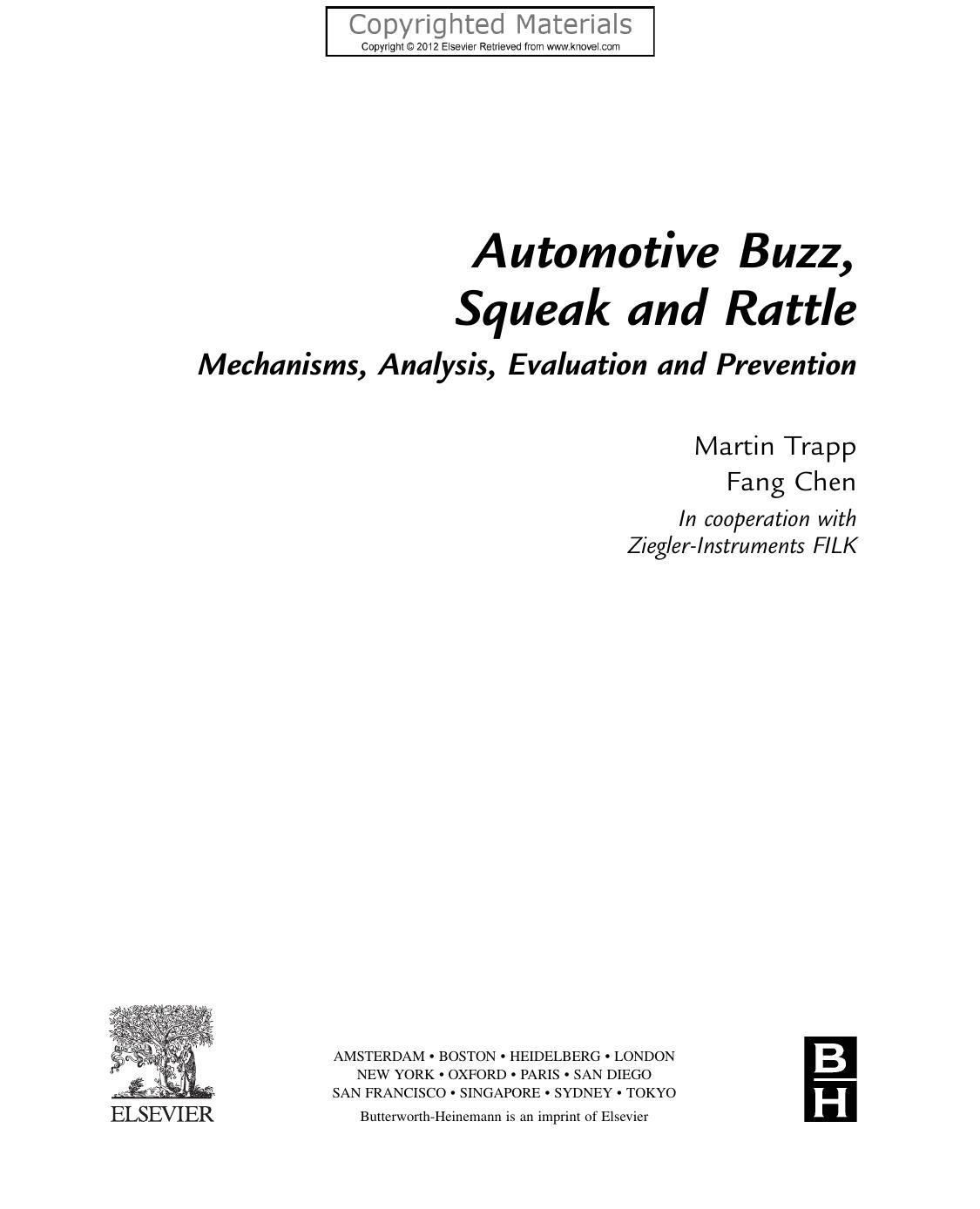 Automotive Buzz Squeak And Rattle Mechanisms Analysis Evaluation And Prevention