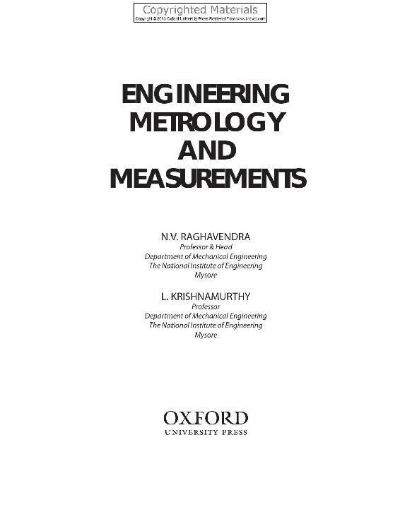 Engineering Metrology And Measurements