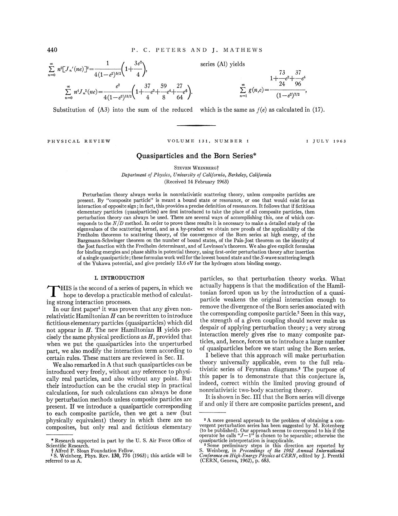 Quasiparticles and the Born Series