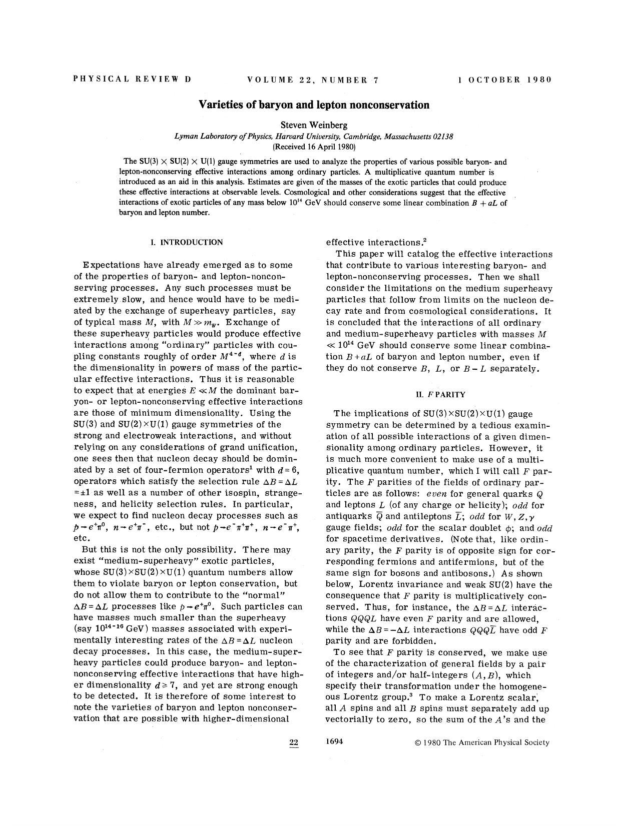 Varieties of baryon and lepton nonconservation