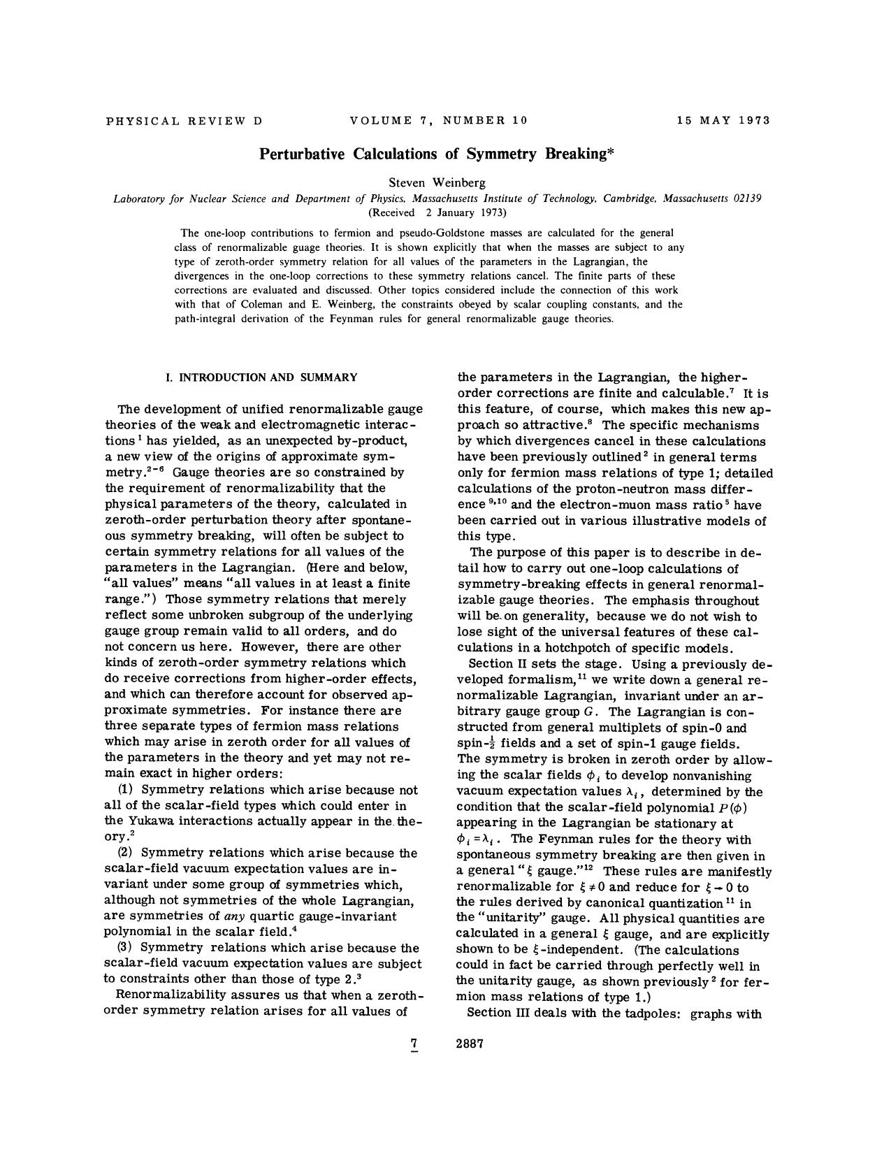 Perturbative Calculations of Symmetry Breaking