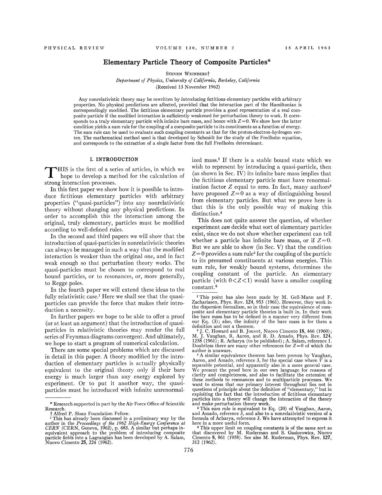 Elementary Particle Theory of Composite Particles