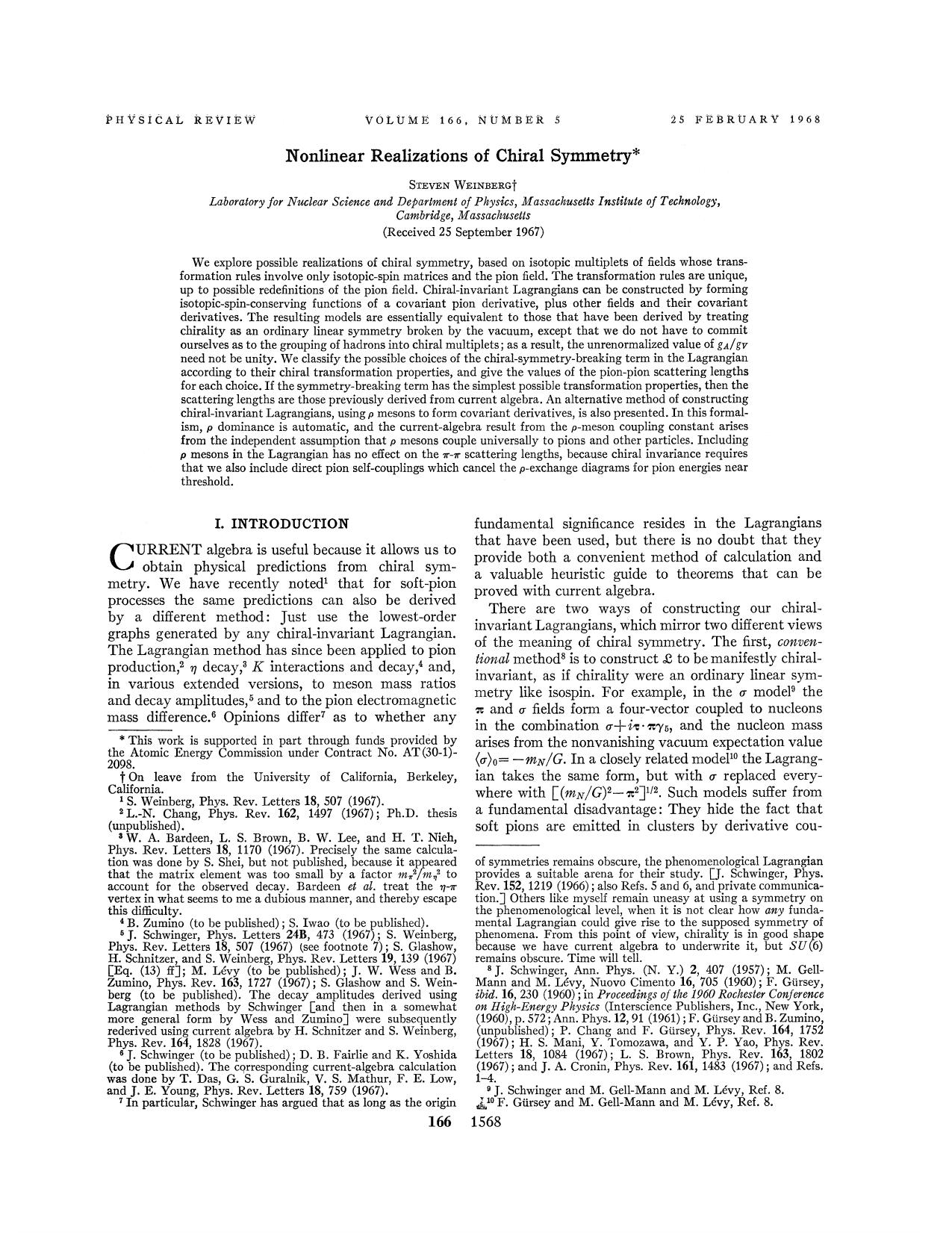 Nonlinear Realizations of Chiral Symmetry