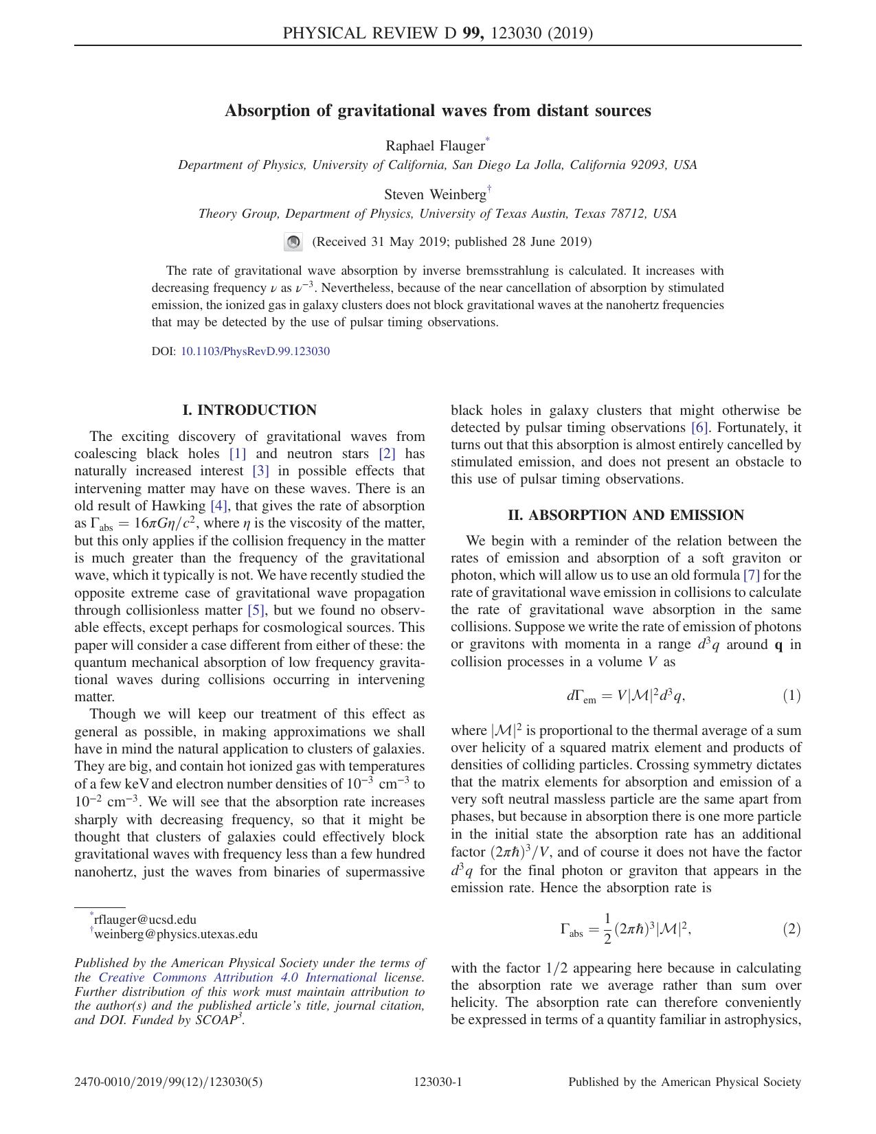 Absorption of gravitational waves from distant sources