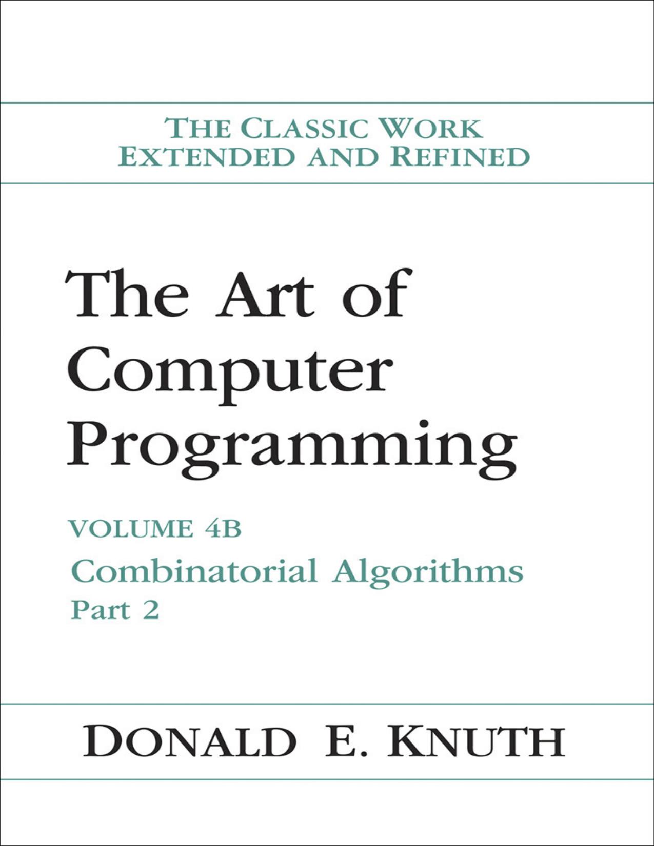 The Art of Computer Programming, Volume 4B: Combinatorial Algorithms, Part 2