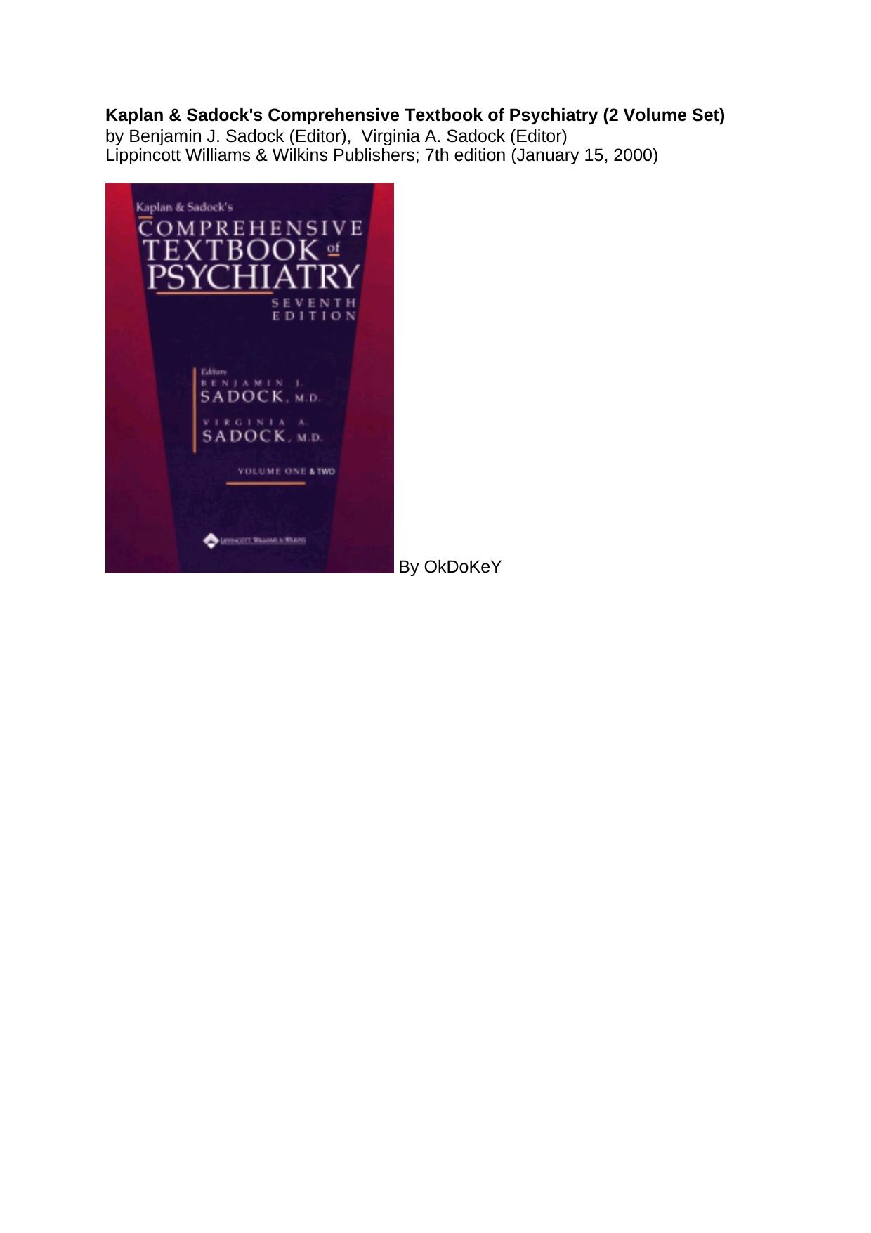 Kaplan Textbook of Psychiatry w