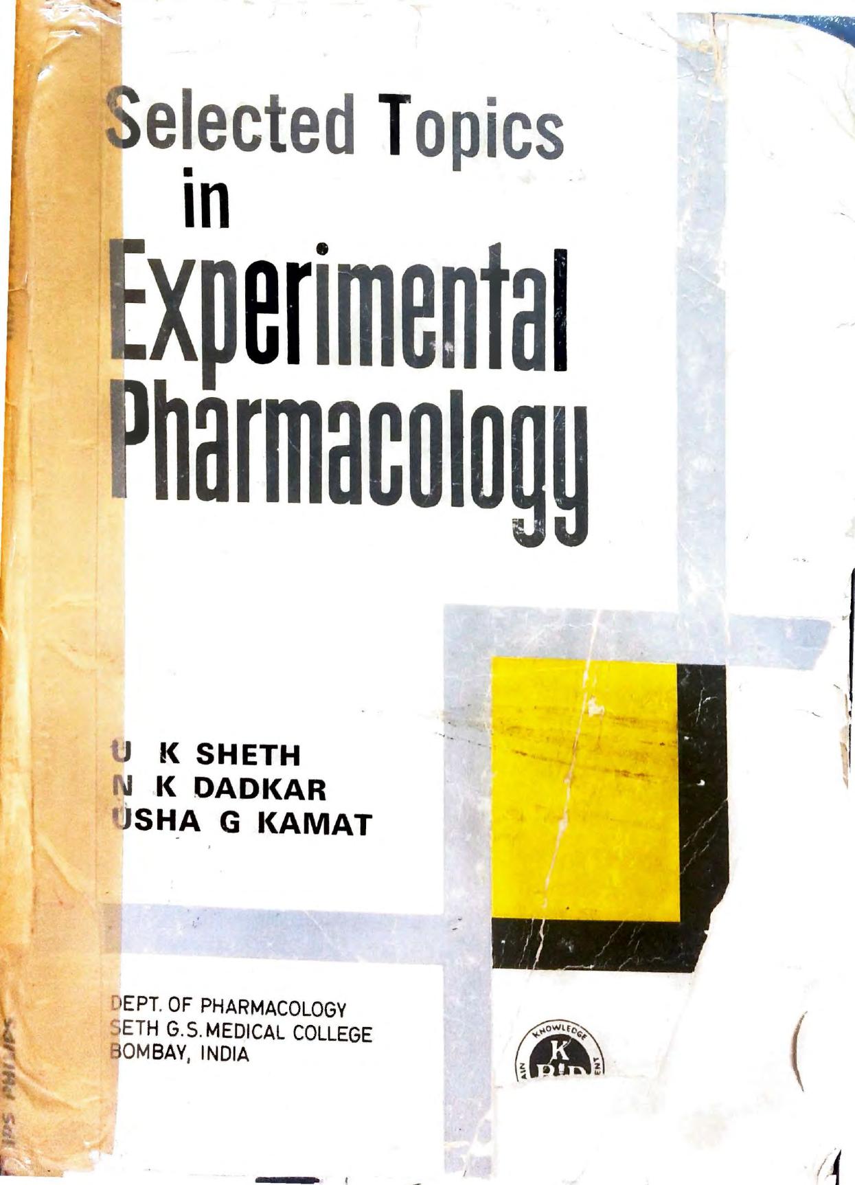 Selected Topics in Experimental Pharmacology