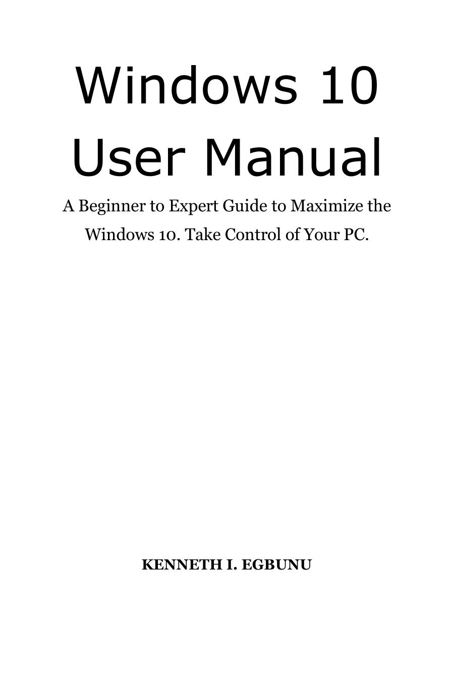 Windows 10 User Manual A Beginner to Exper