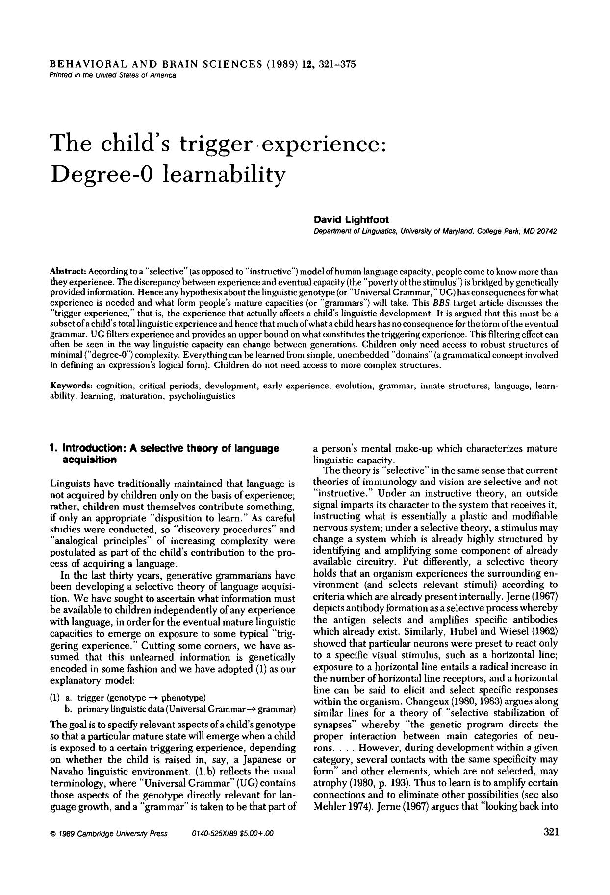 Positive and negative evidence in language acquistion