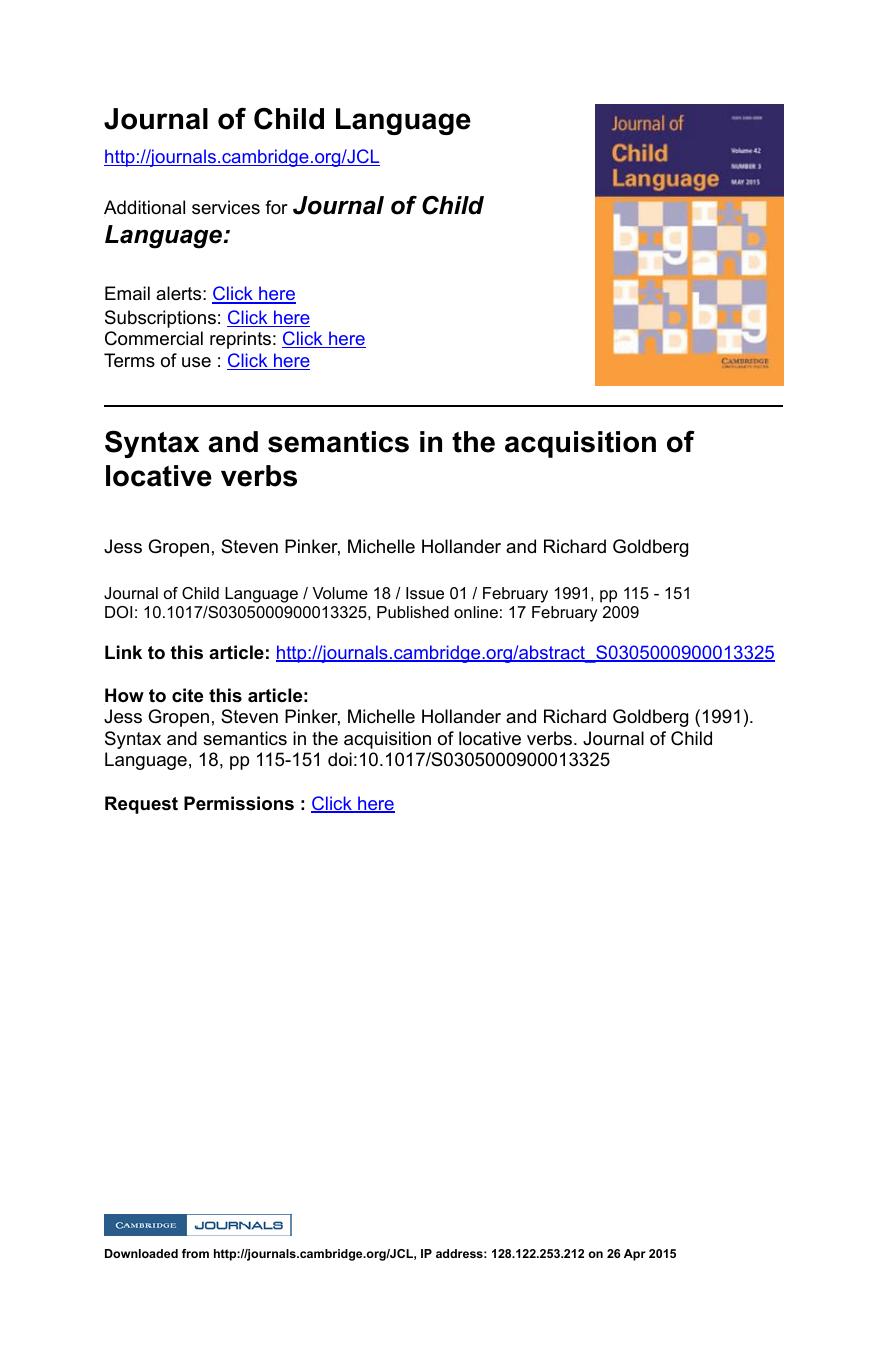 Syntax and semantics in the acquisition of locative verbs