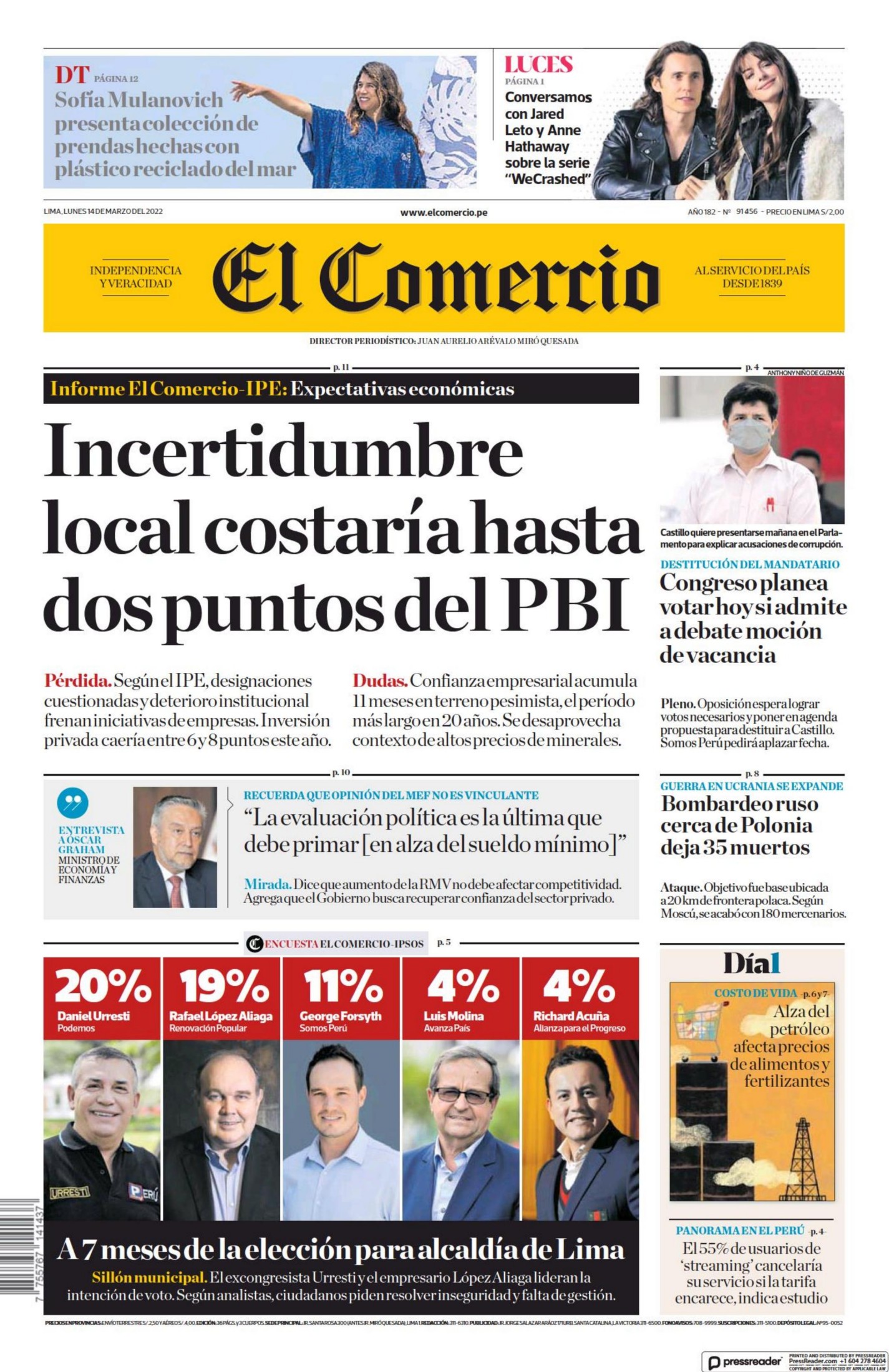 EL COMERCIO LIMA 14 MARZO 2022