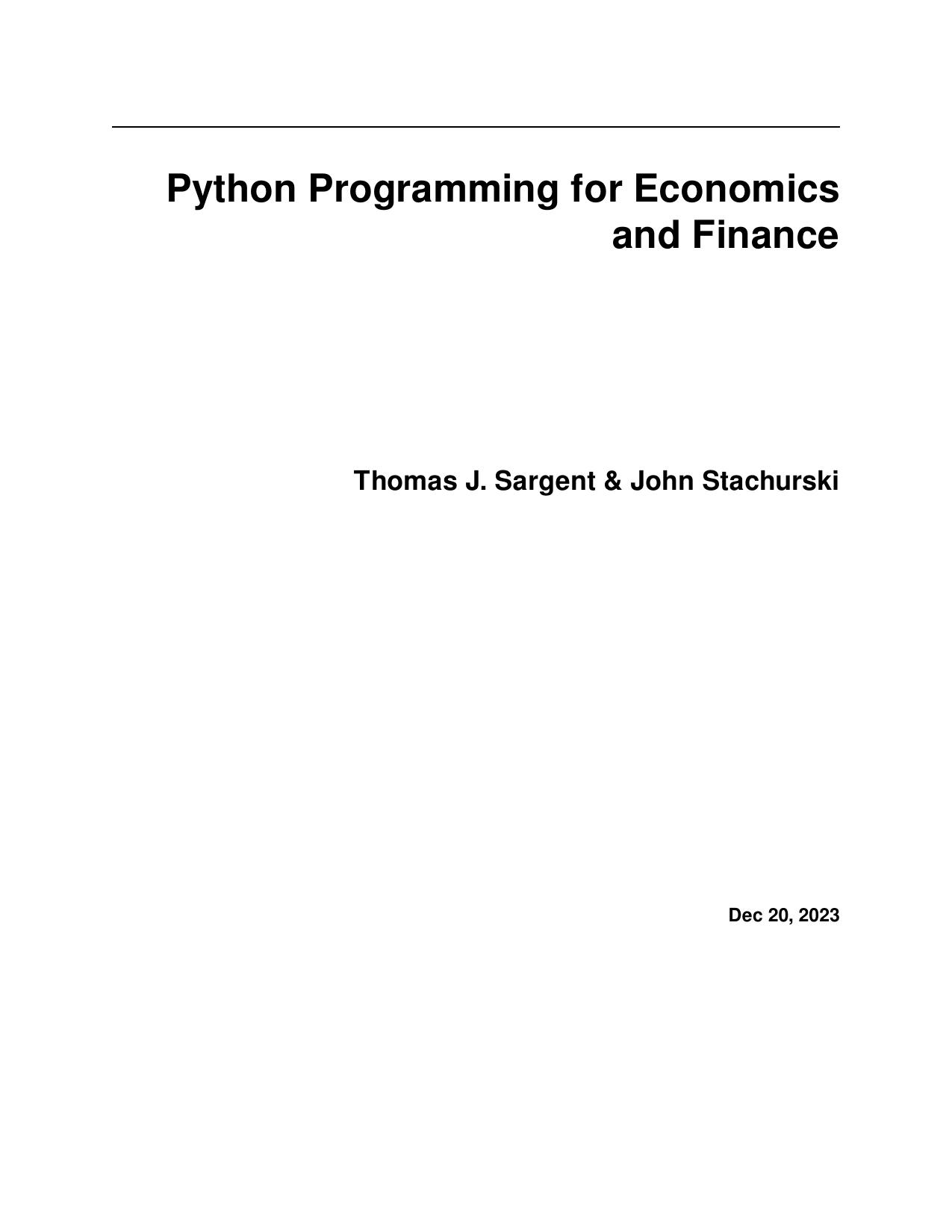 Python Programming for Economics and Finance