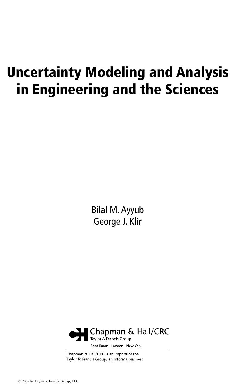 Uncertainty Modeling and Analysis in Engineering and the Sciences