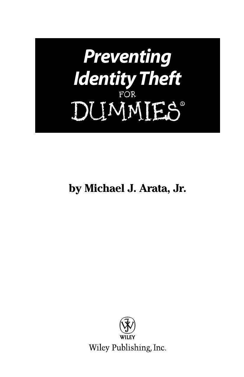 Preventing Identity Theft For Dummies