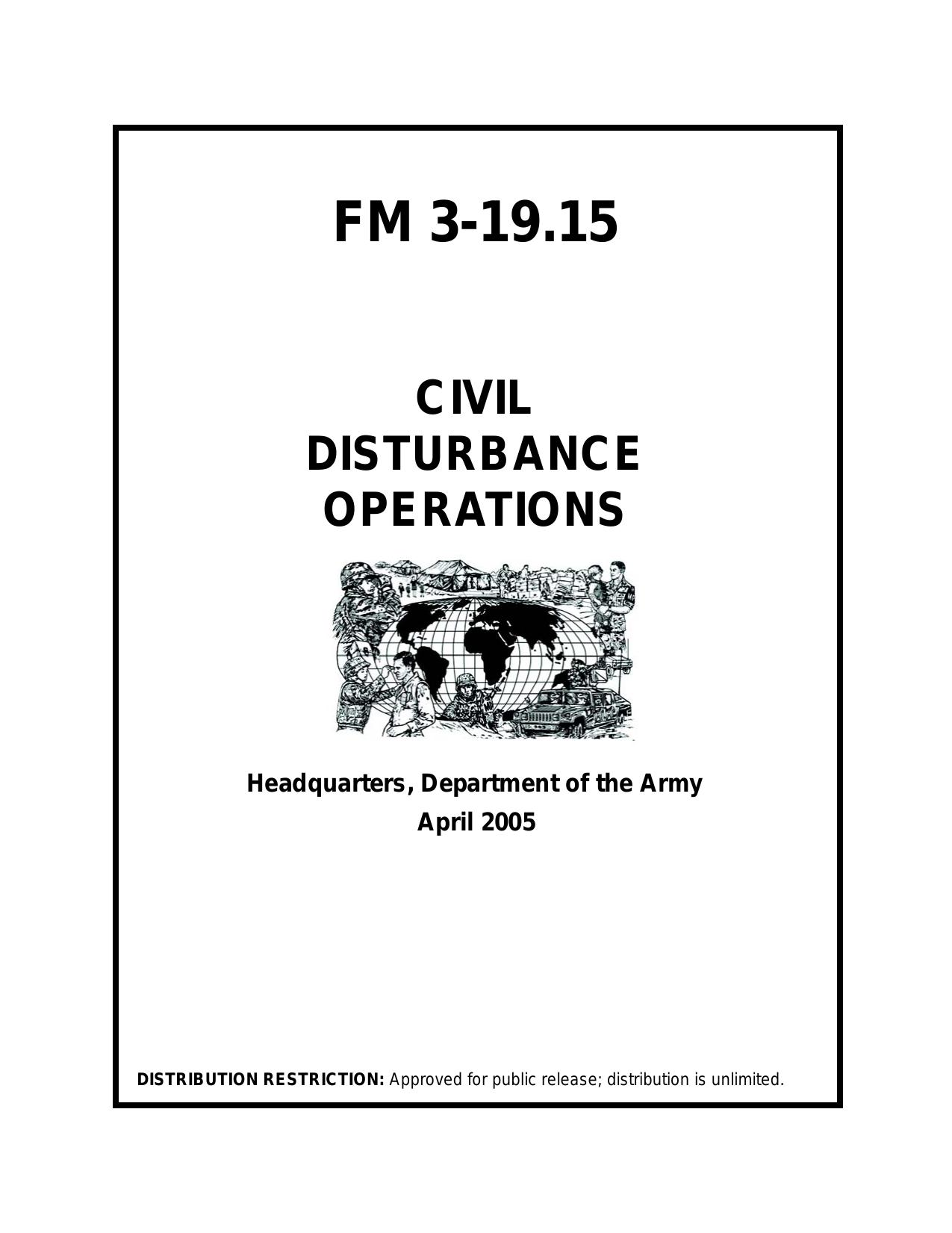 US Army Field Manual FM 3-19.15, Civil Disturbance Operations