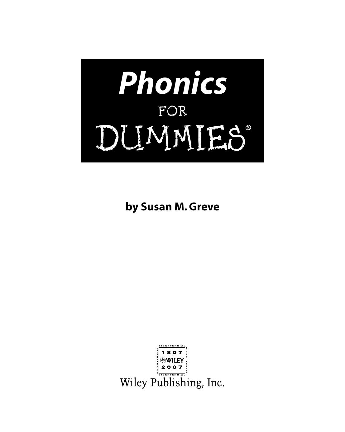 Phonics for Dummies - Susan M. Greve