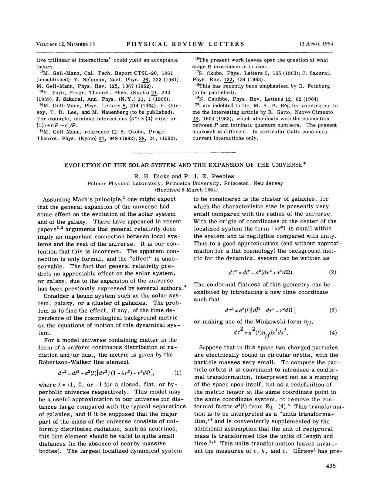 Evolution of the Solar System and the Expansion of the Universe