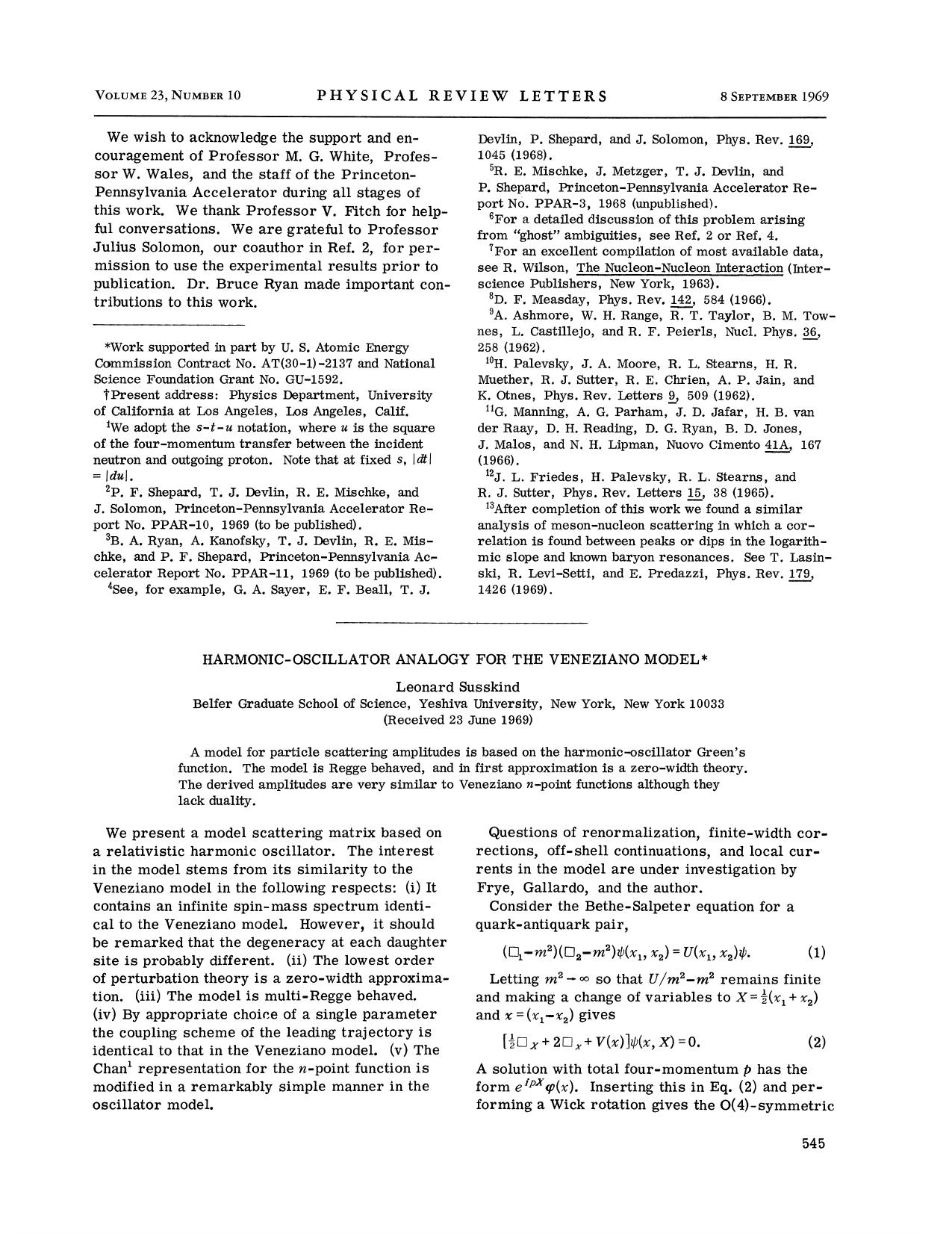 Harmonic-Oscillator Analogy for the Veneziano Model