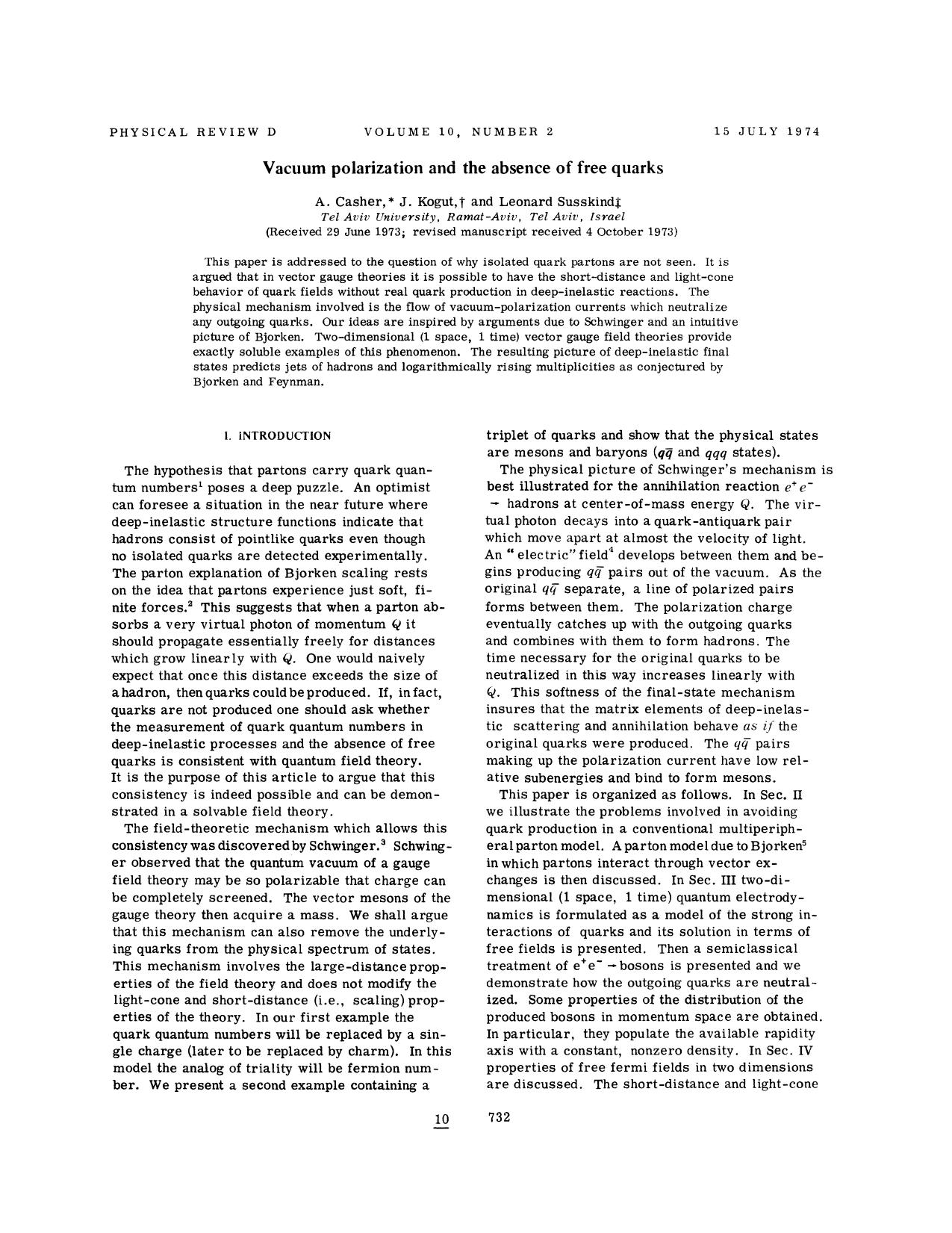 Vacuum polarization and the absence of free quarks