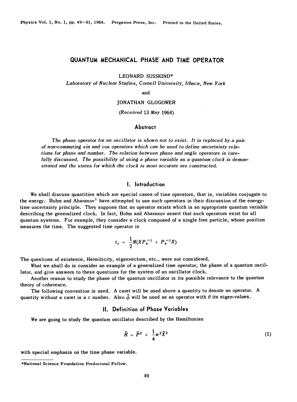 Quantum mechanical phase and time operator