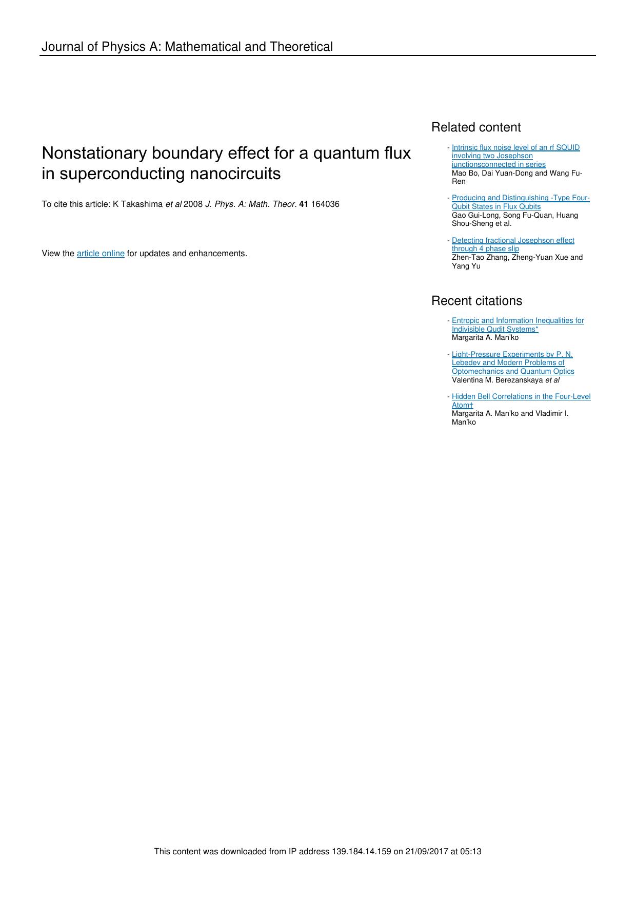 Nonstationary boundary effect for a quantum flux in superconducting nanocircuits