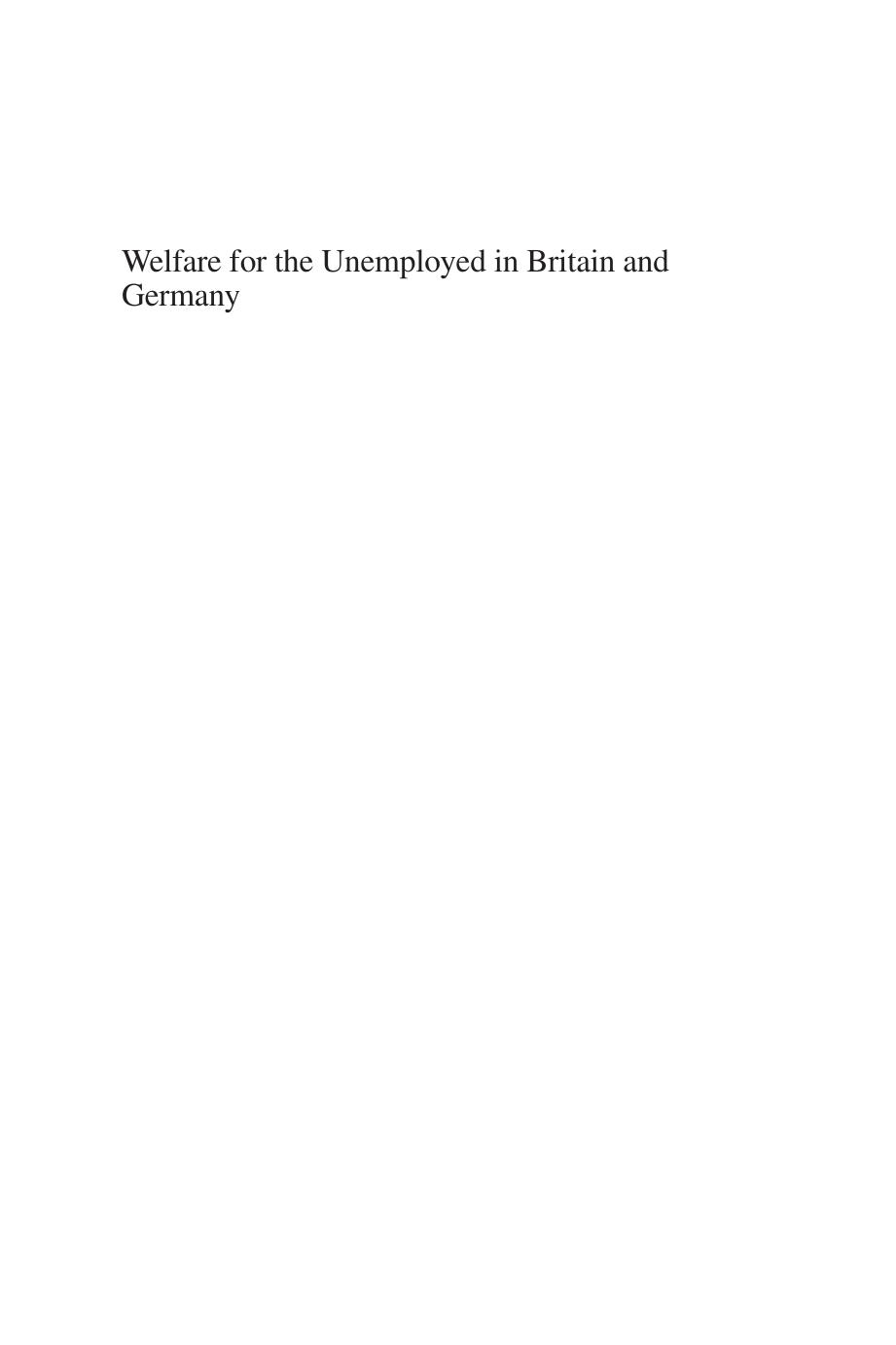 Welfare for Unemployed in Britain and Germany