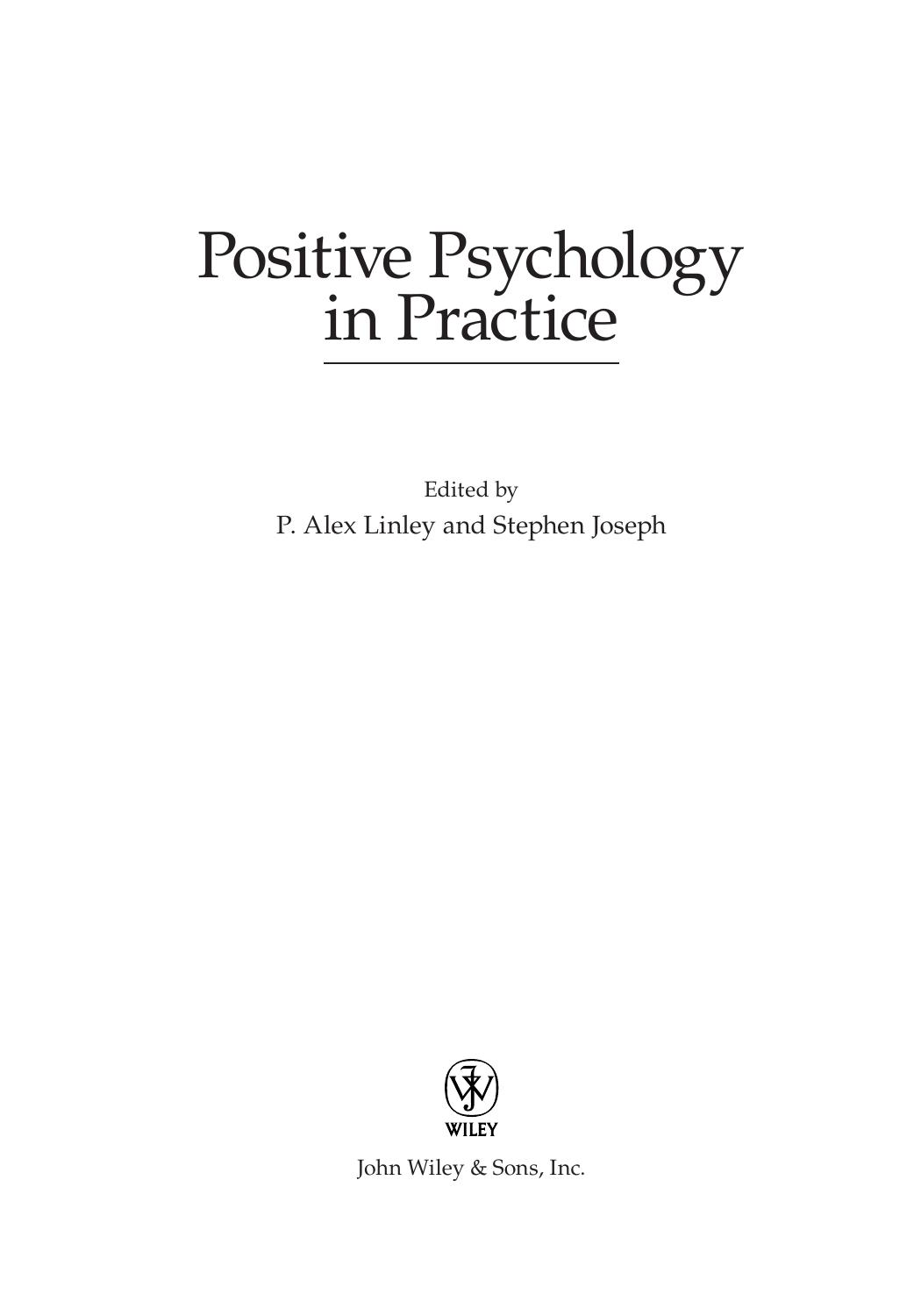 Positive Psychology in Practice