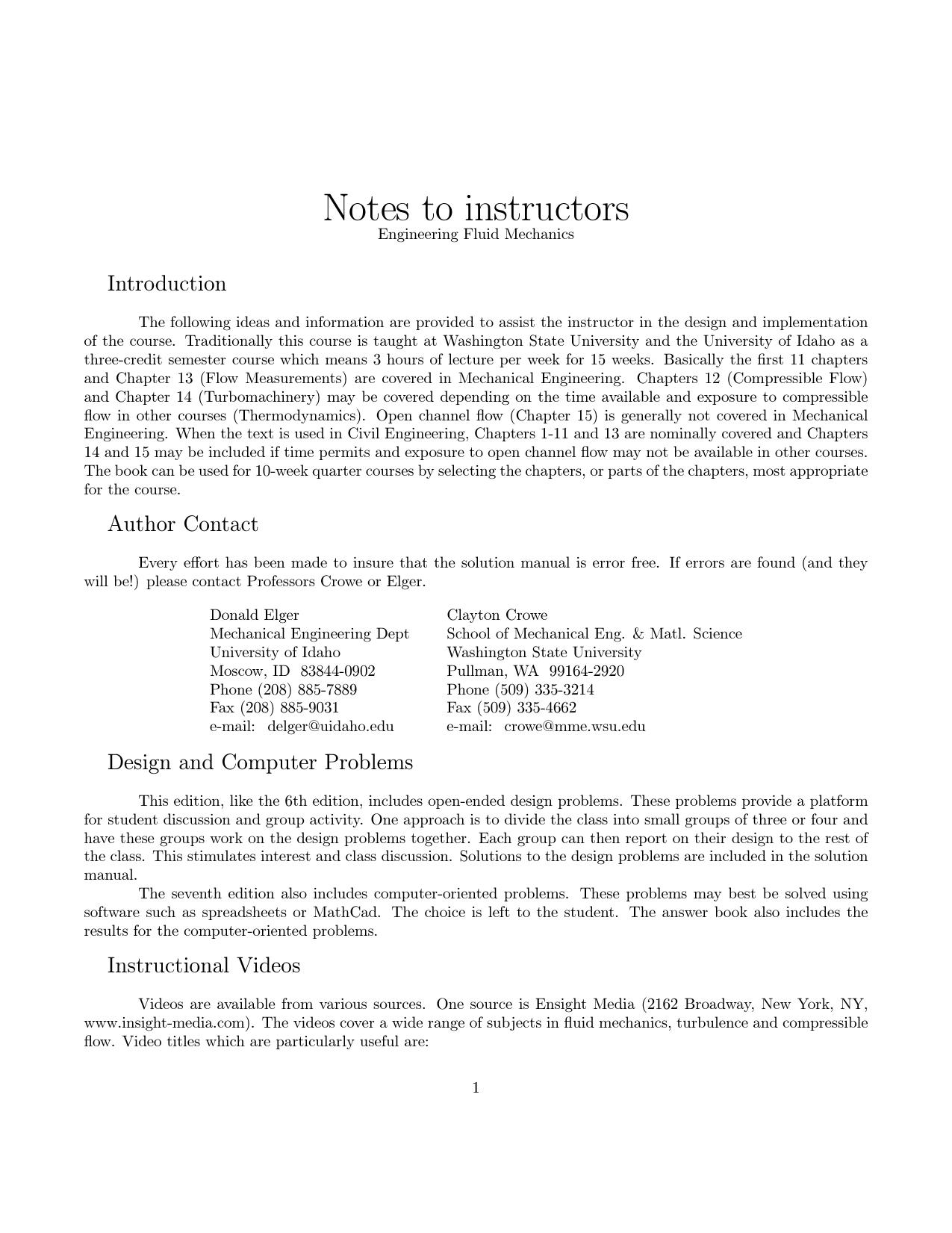 Solution Manual to Engineering Fluid Mechancs