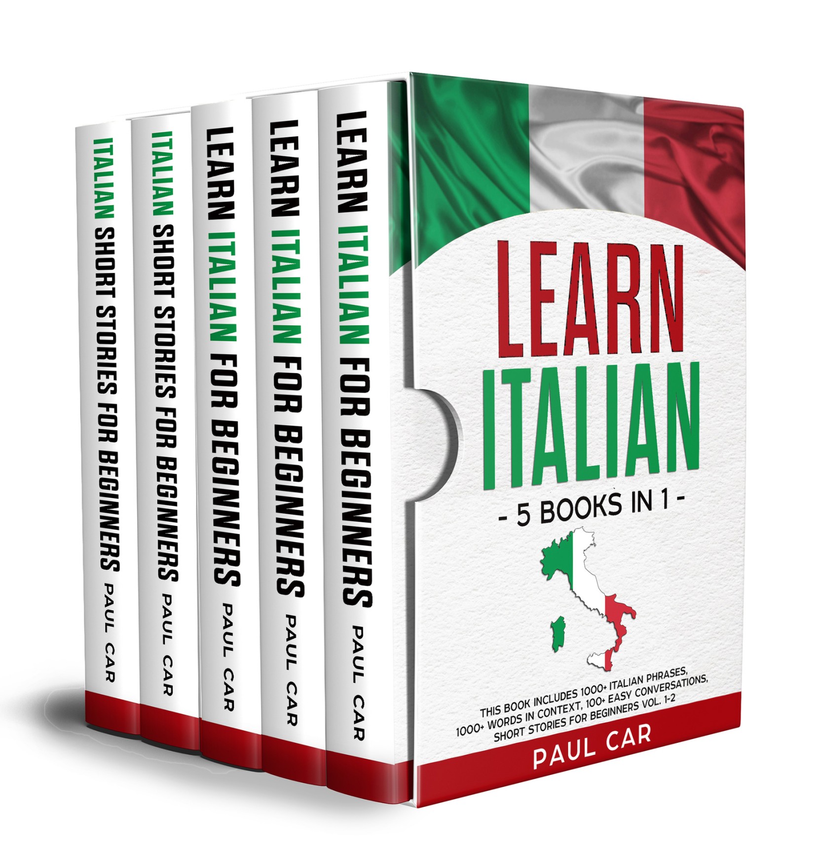 Learn Italian: 5 Books In 1: This Book Includes 1000+ Italian Phrases, 1000+ Words In Context, 100+ Conversations, Short Stories For Beginners Vol. 1-2