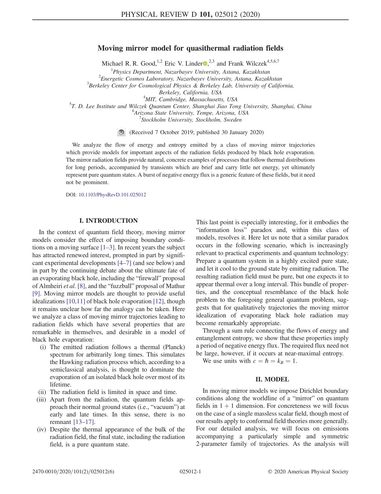 Moving mirror model for quasithermal radiation fields