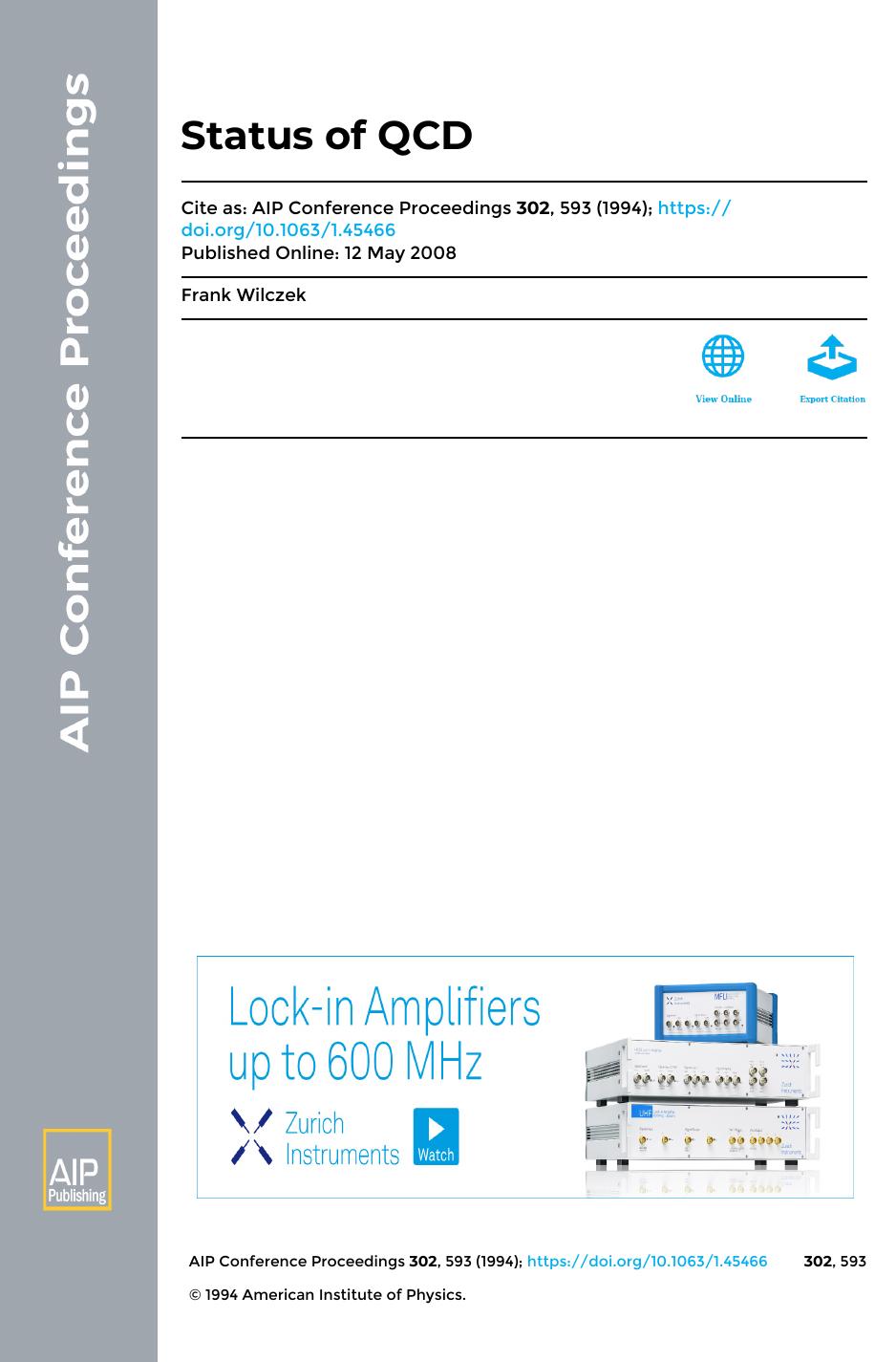 Status of QCD