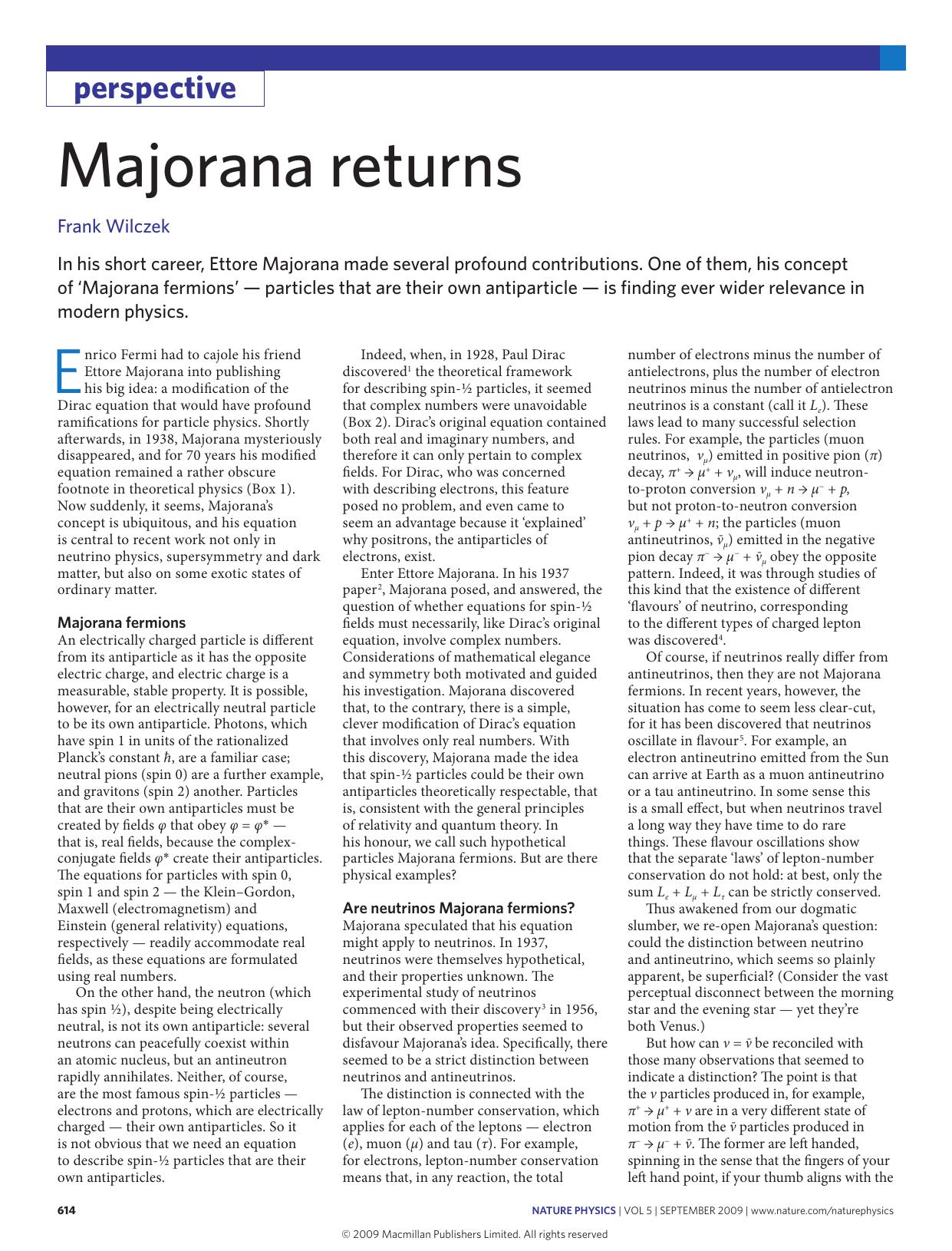 Majorana returns