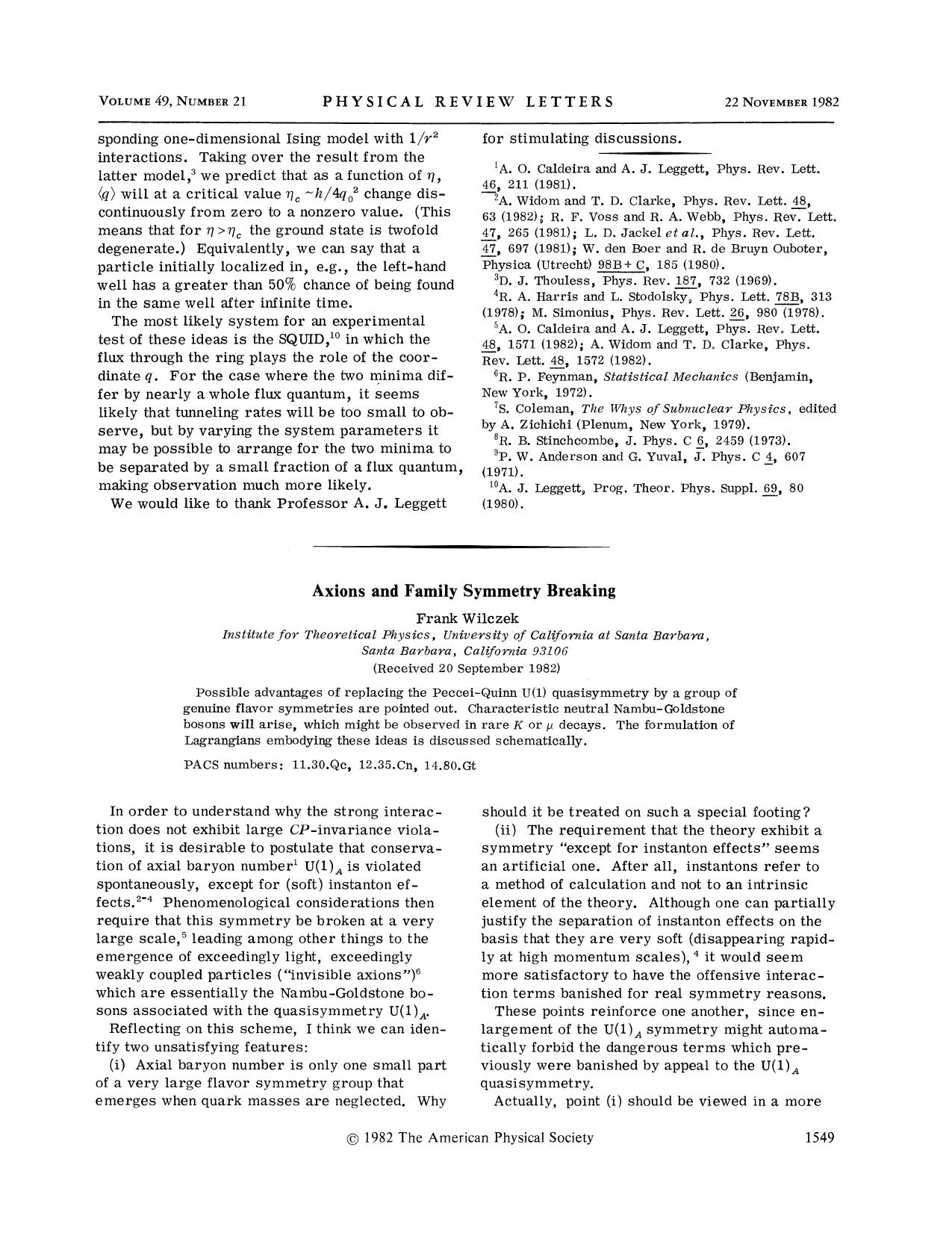 Axions and Family Symmetry Breaking