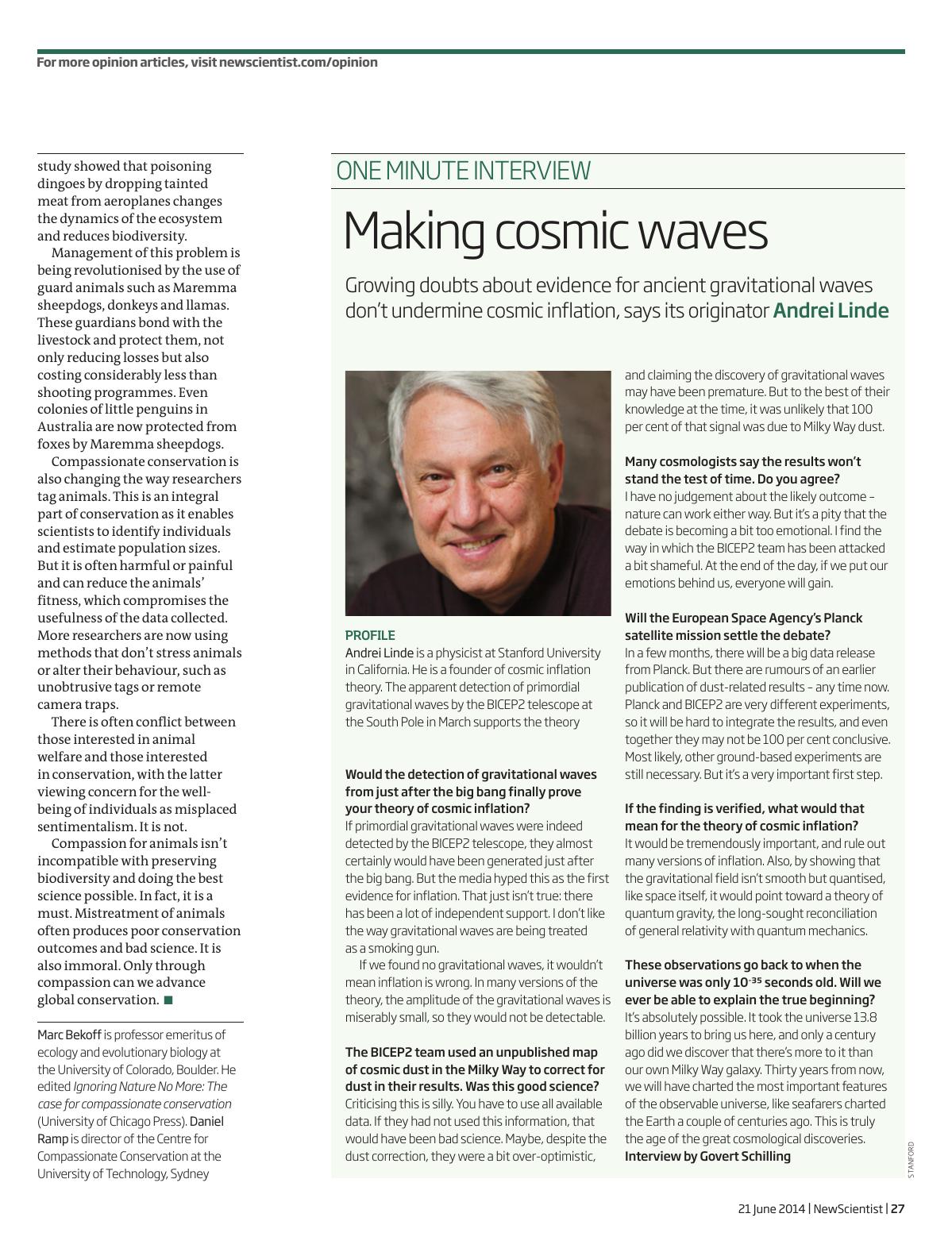 Making cosmic waves