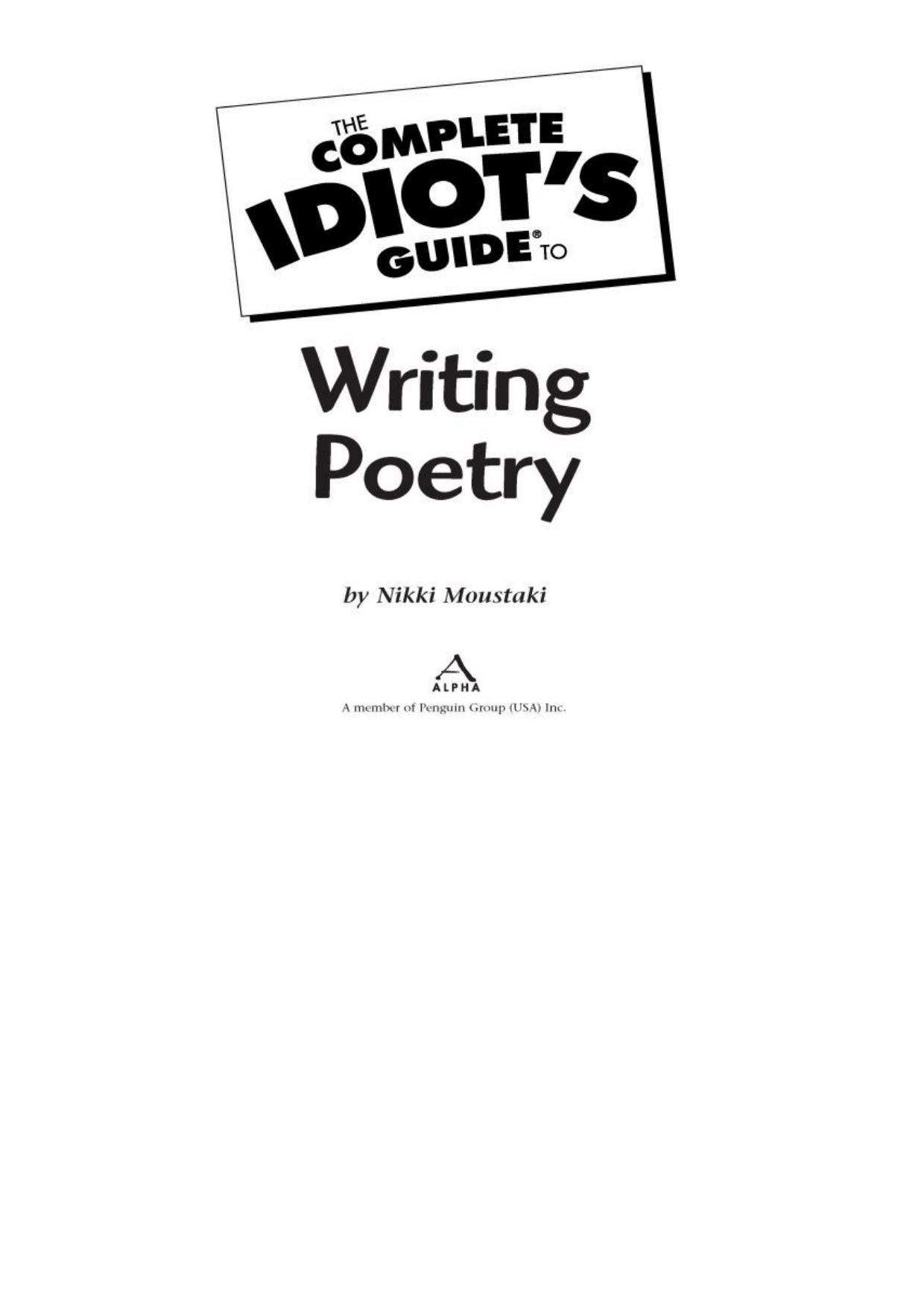 The Complete Idiot's Guide to Writing Poetry