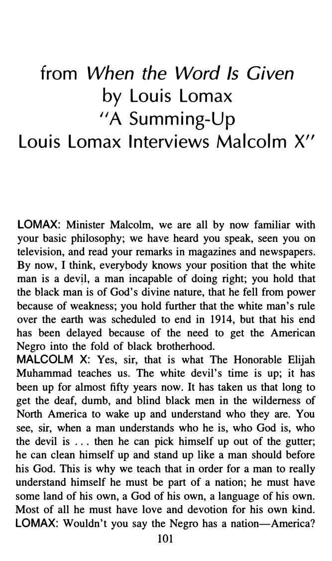 A Malcolm X Reader [excerpt]