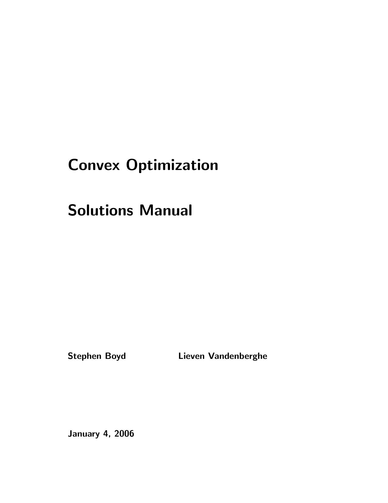 Boyd S., Vandenberghe L. Convex Optimization, Sol. Man. 2006