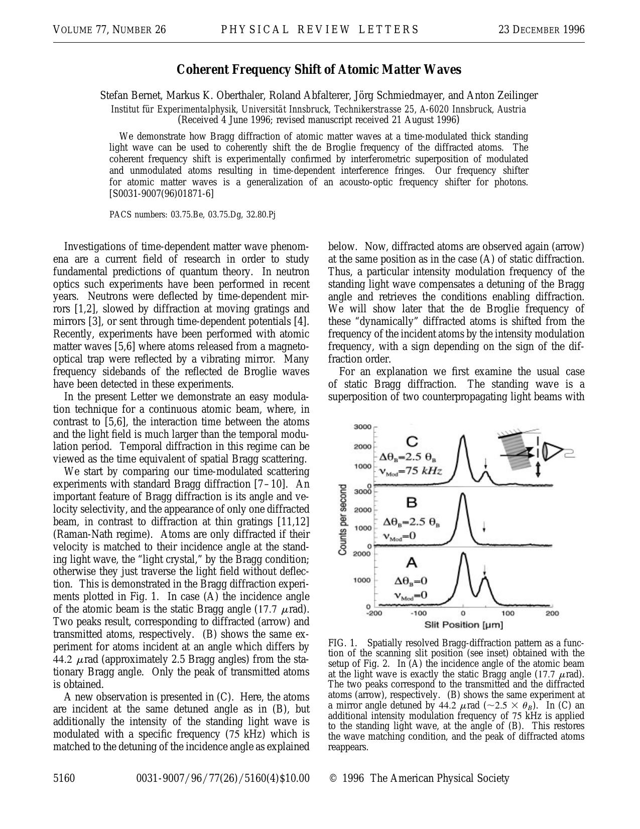 Coherent Frequency Shift of Atomic Matter Waves