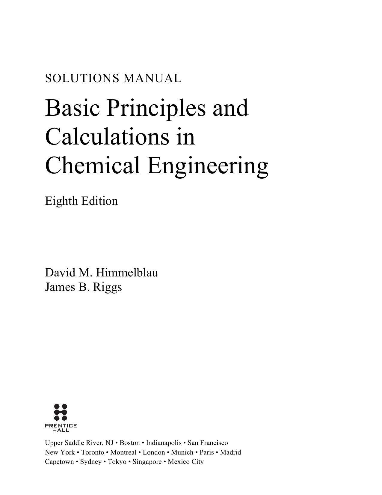 Himmelblau D. Basic Principles...in Chemical Engin. 8ed 2012 Sol. Man.